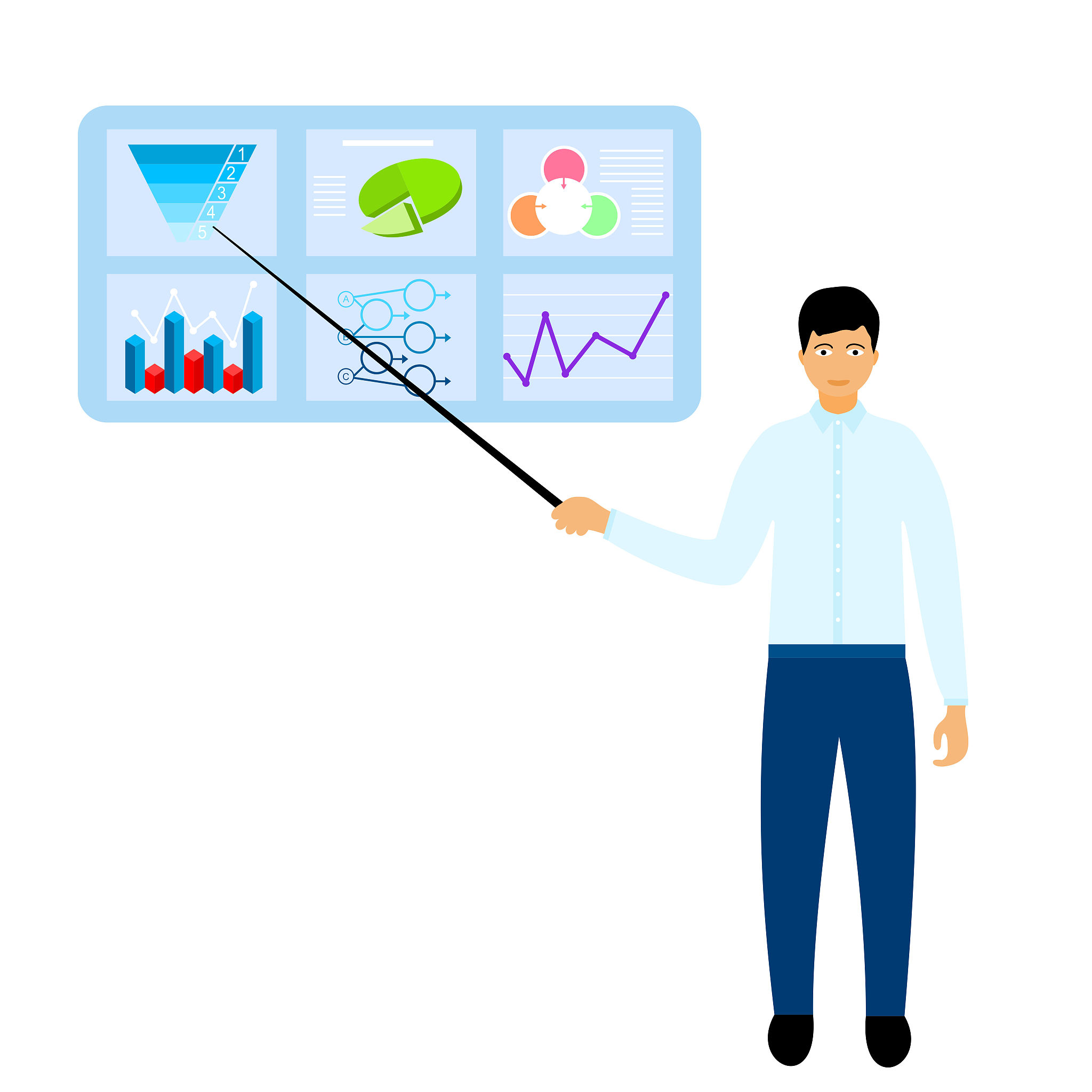 market share business concept. businessman showing profit on cha