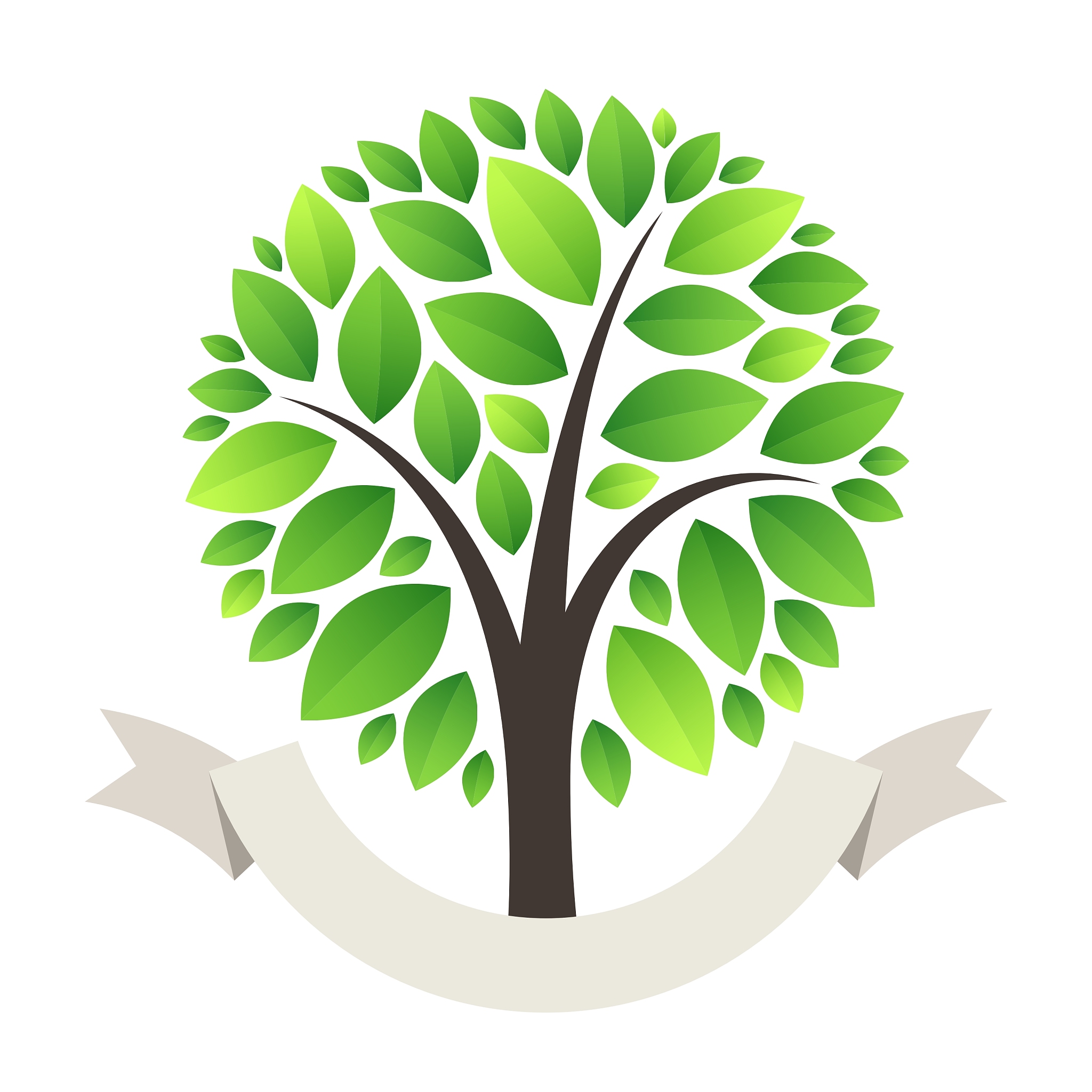 stylized green tree logo