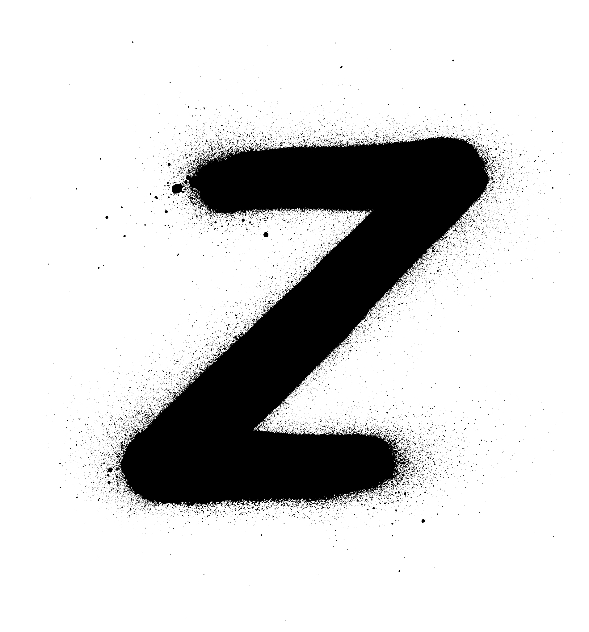 graffiti small fat z font sprayed in black over white