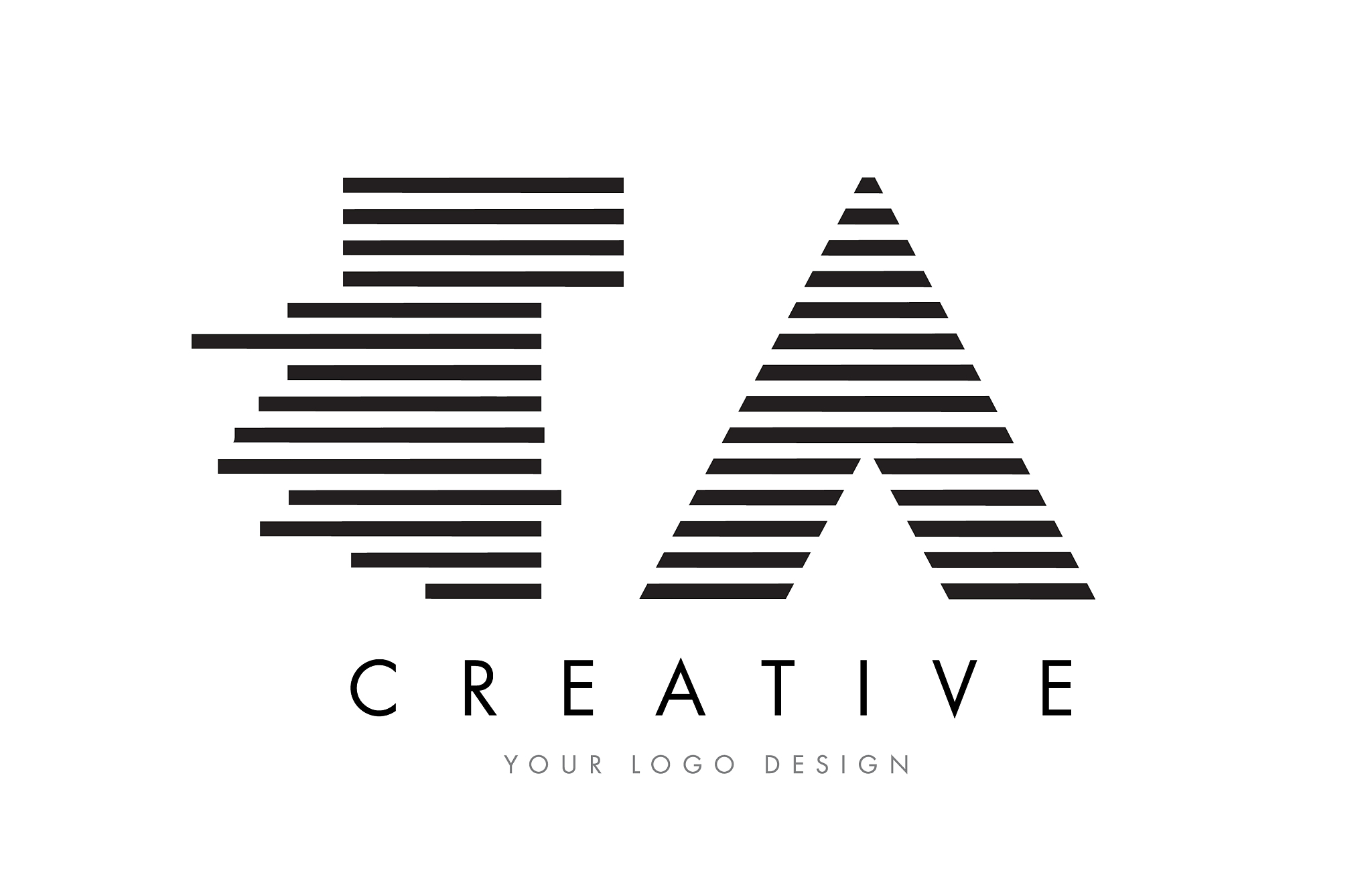 ta t a zebra letter logo design with black and