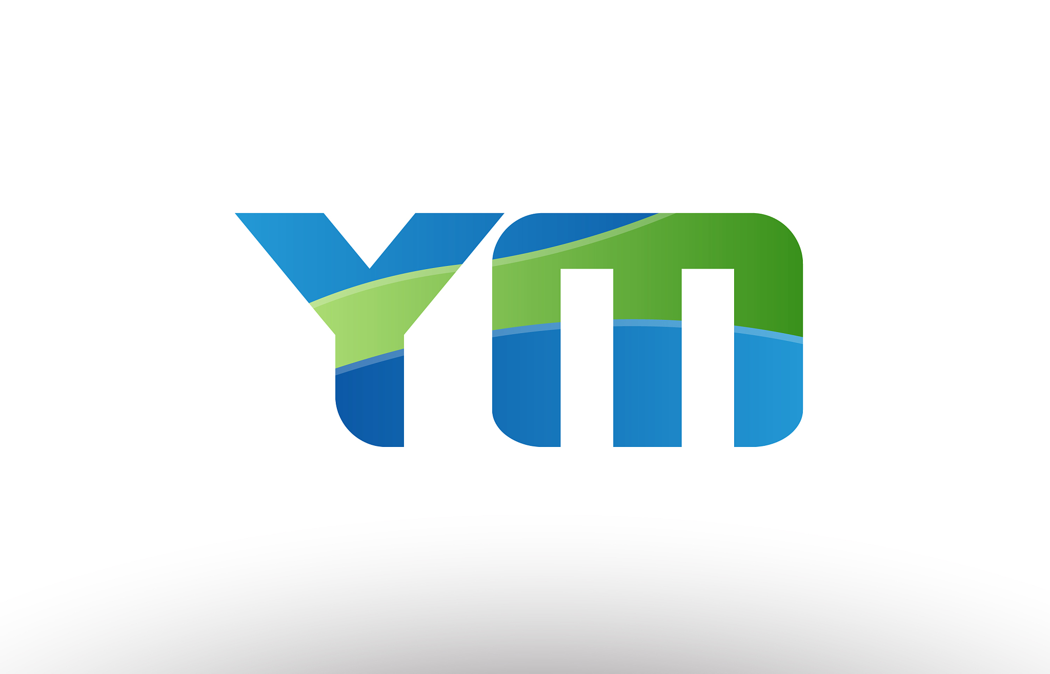 blue green ym y m alphabet letter logo
