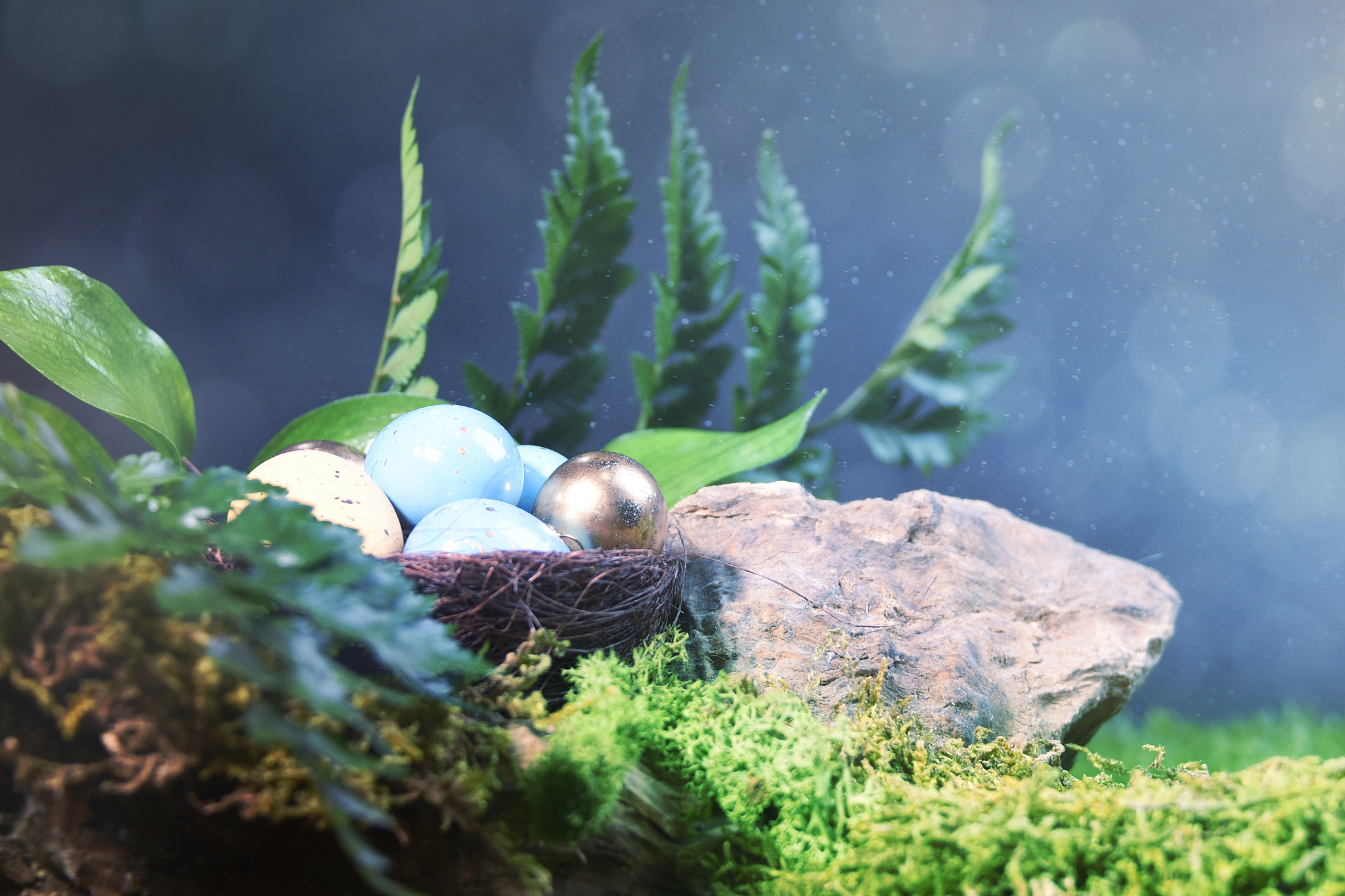 ester background with colorful easter eggs