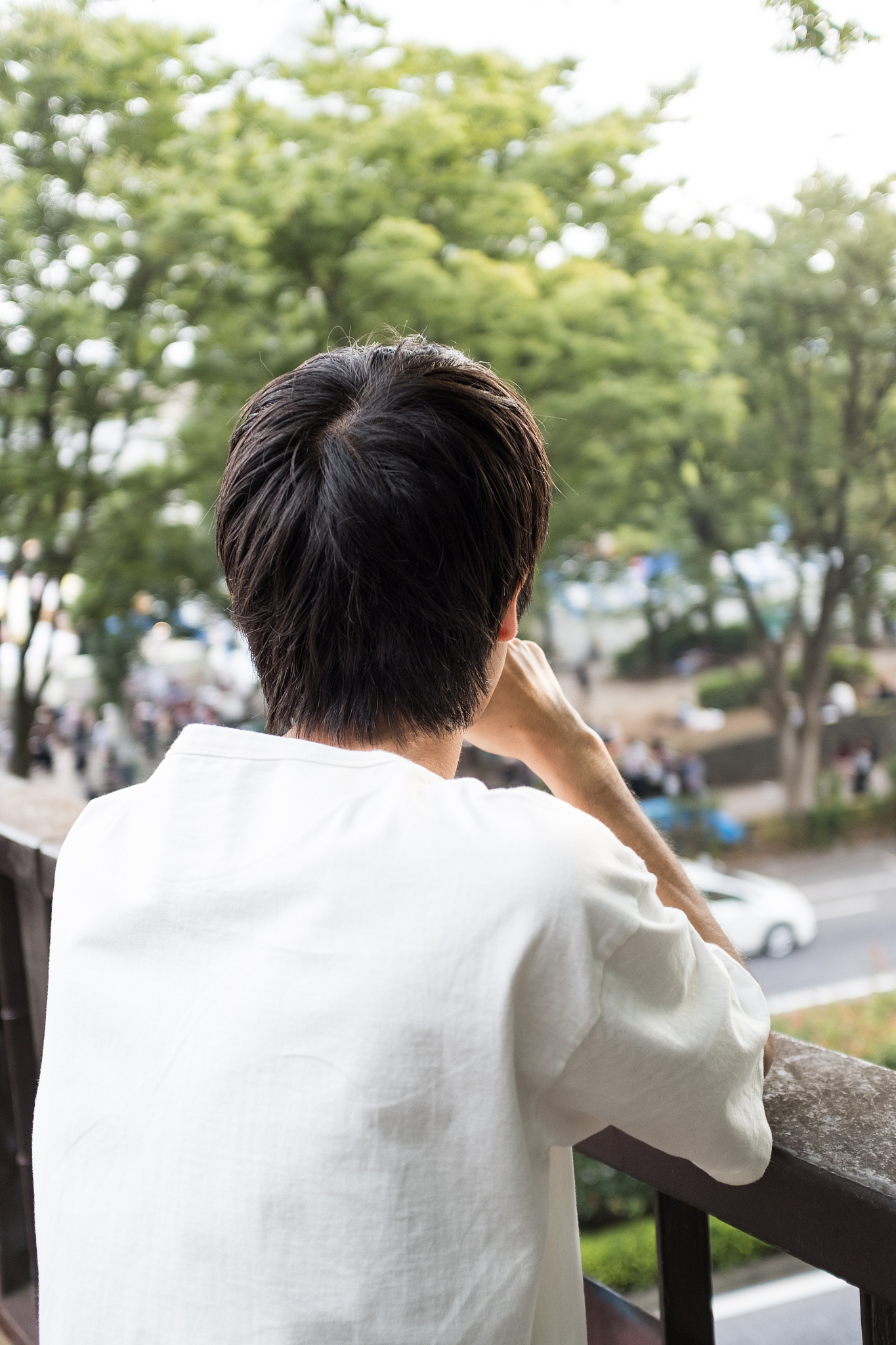 man looking at the outside