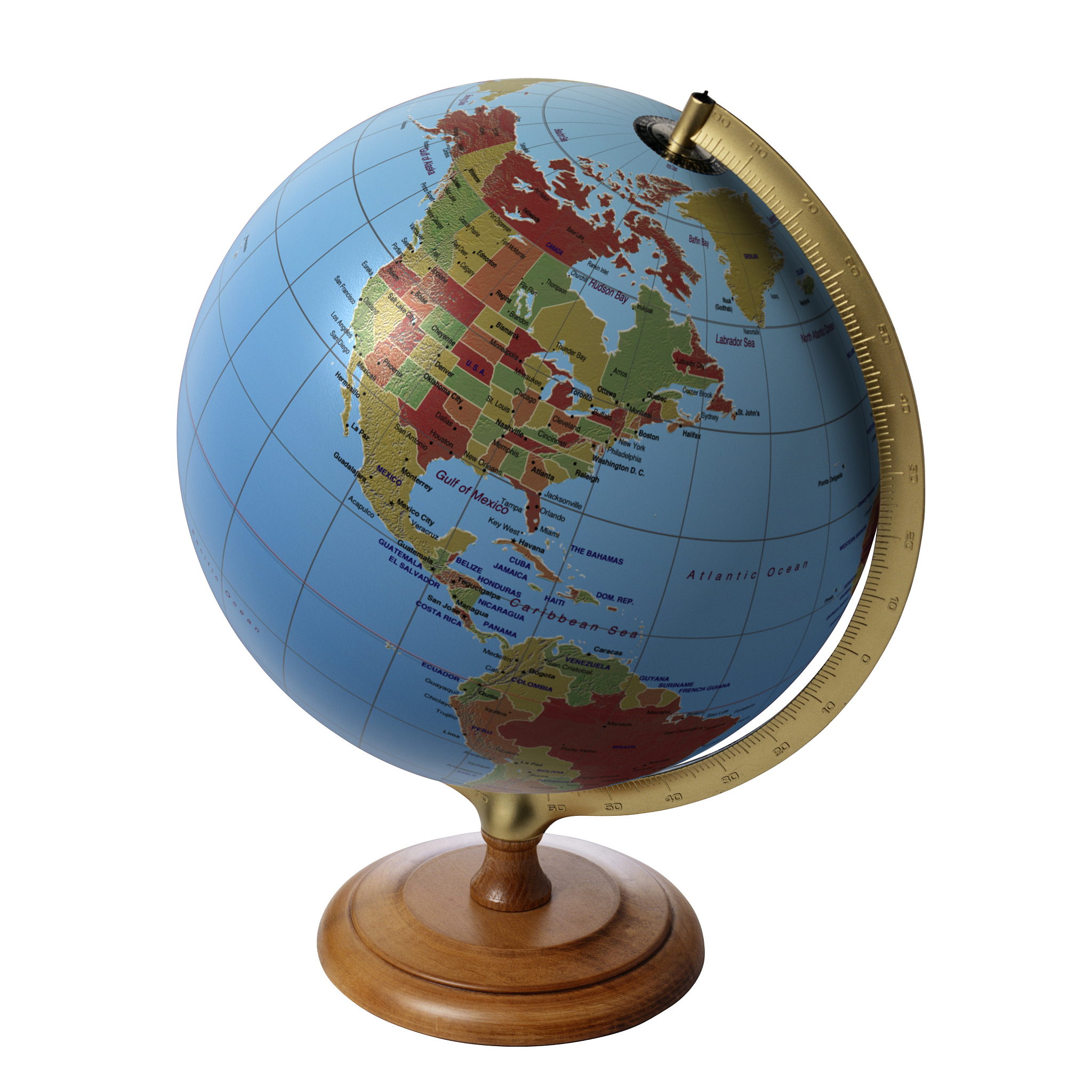 globe showing the americas