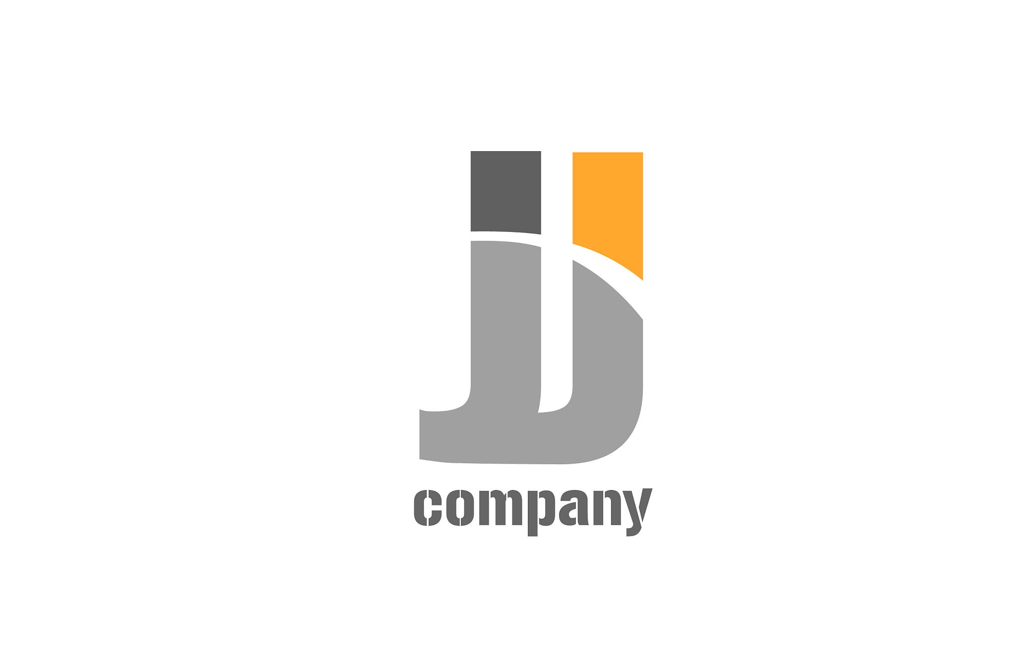 yellow and grey j alphabet logo design icon for