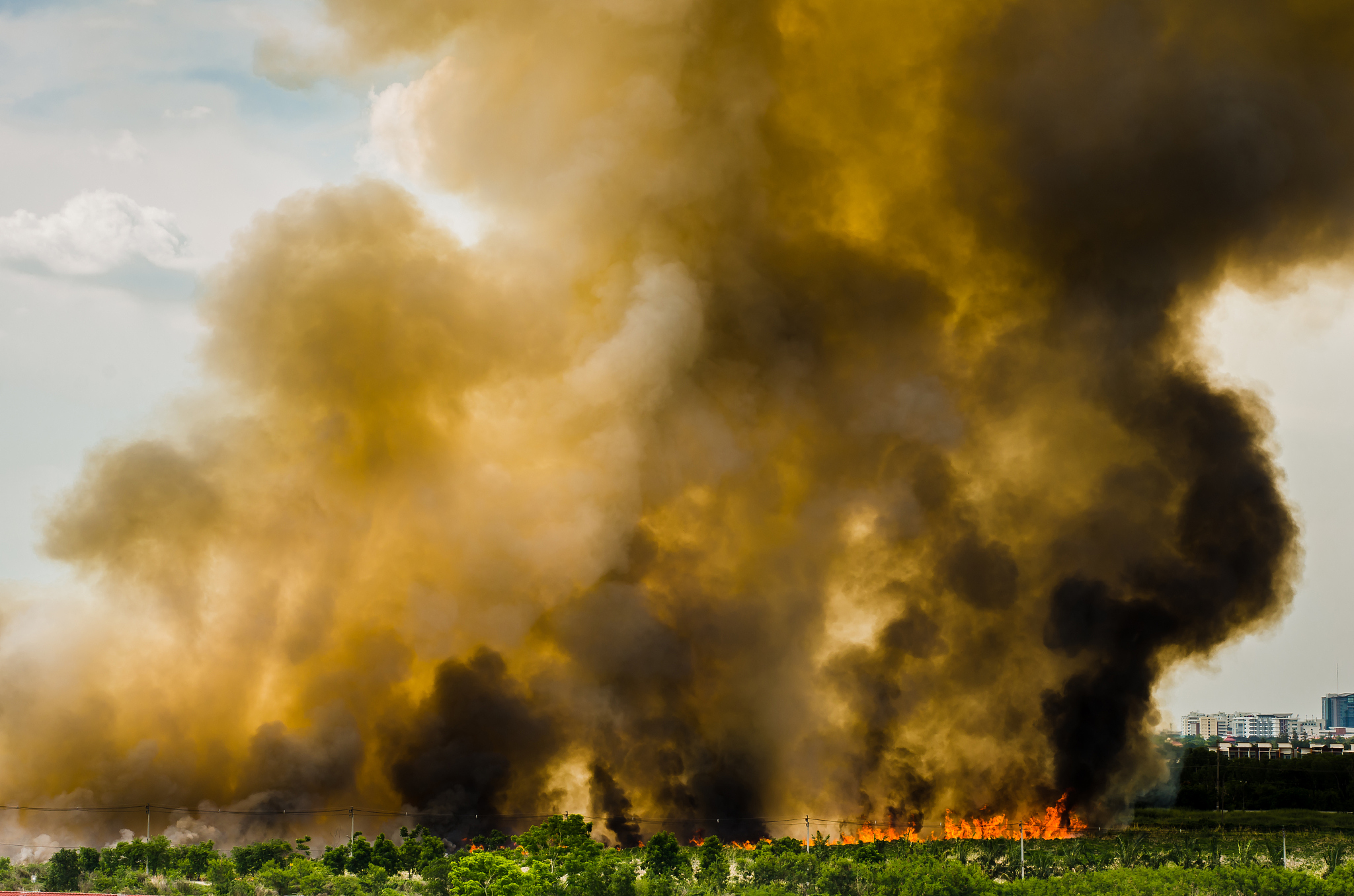 fire in the city overview.