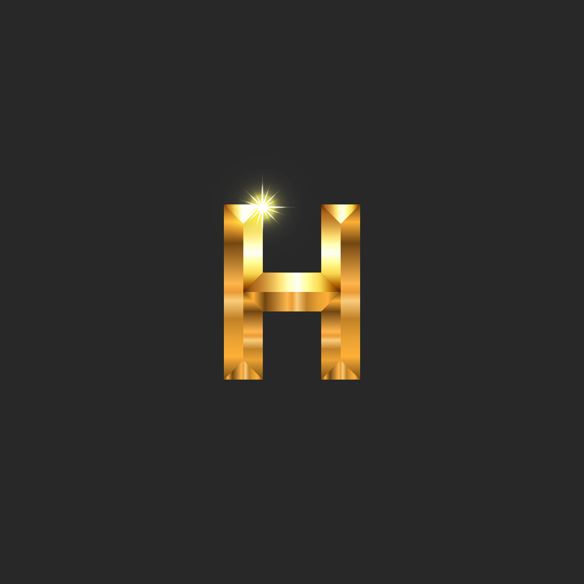闪亮的,黄金,品牌名称,结构关节突关节,英文字母<strong>h</strong>,明亮,黄色,请柬