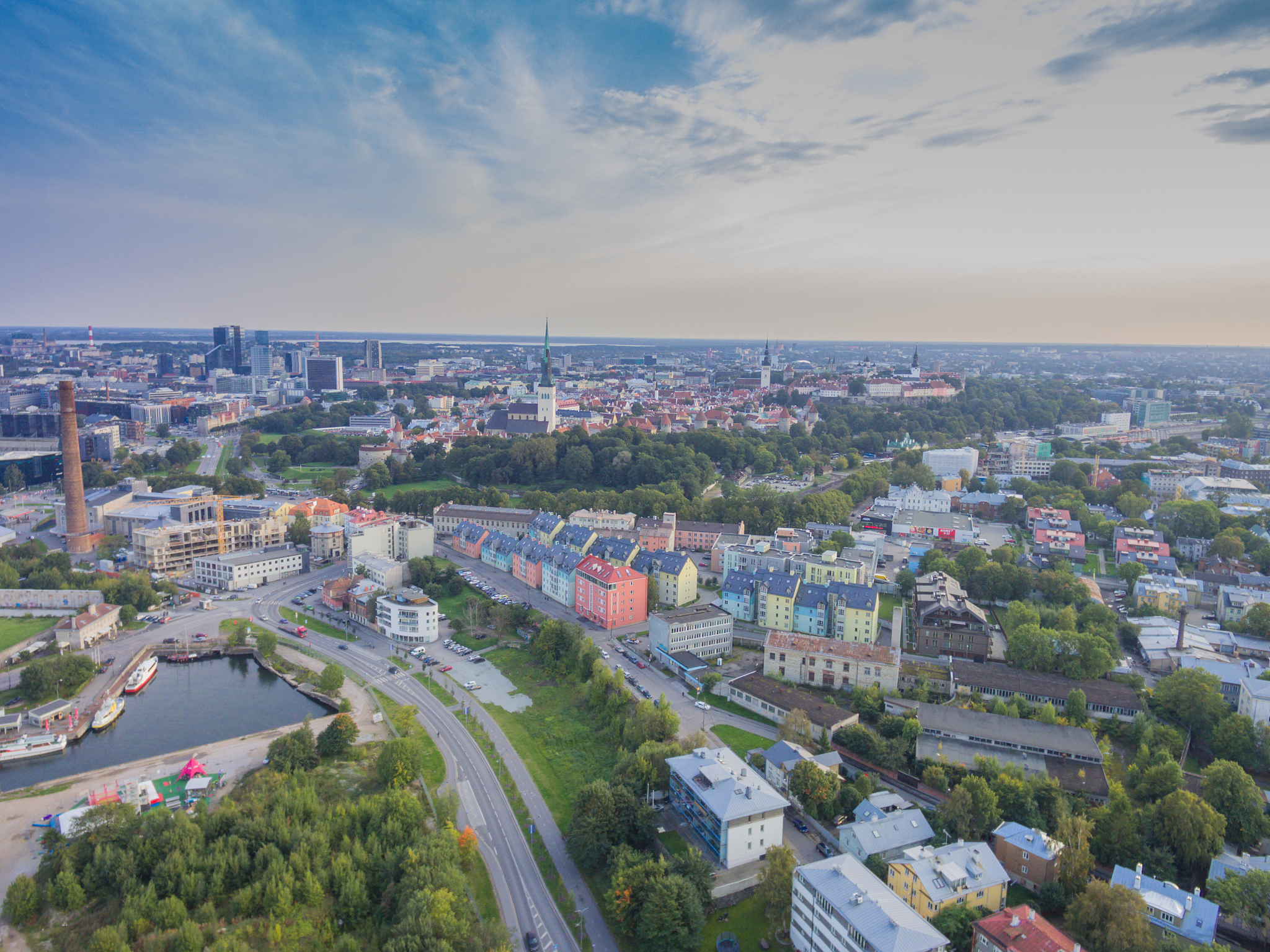 aerial view panorama city tallinn, estonia.