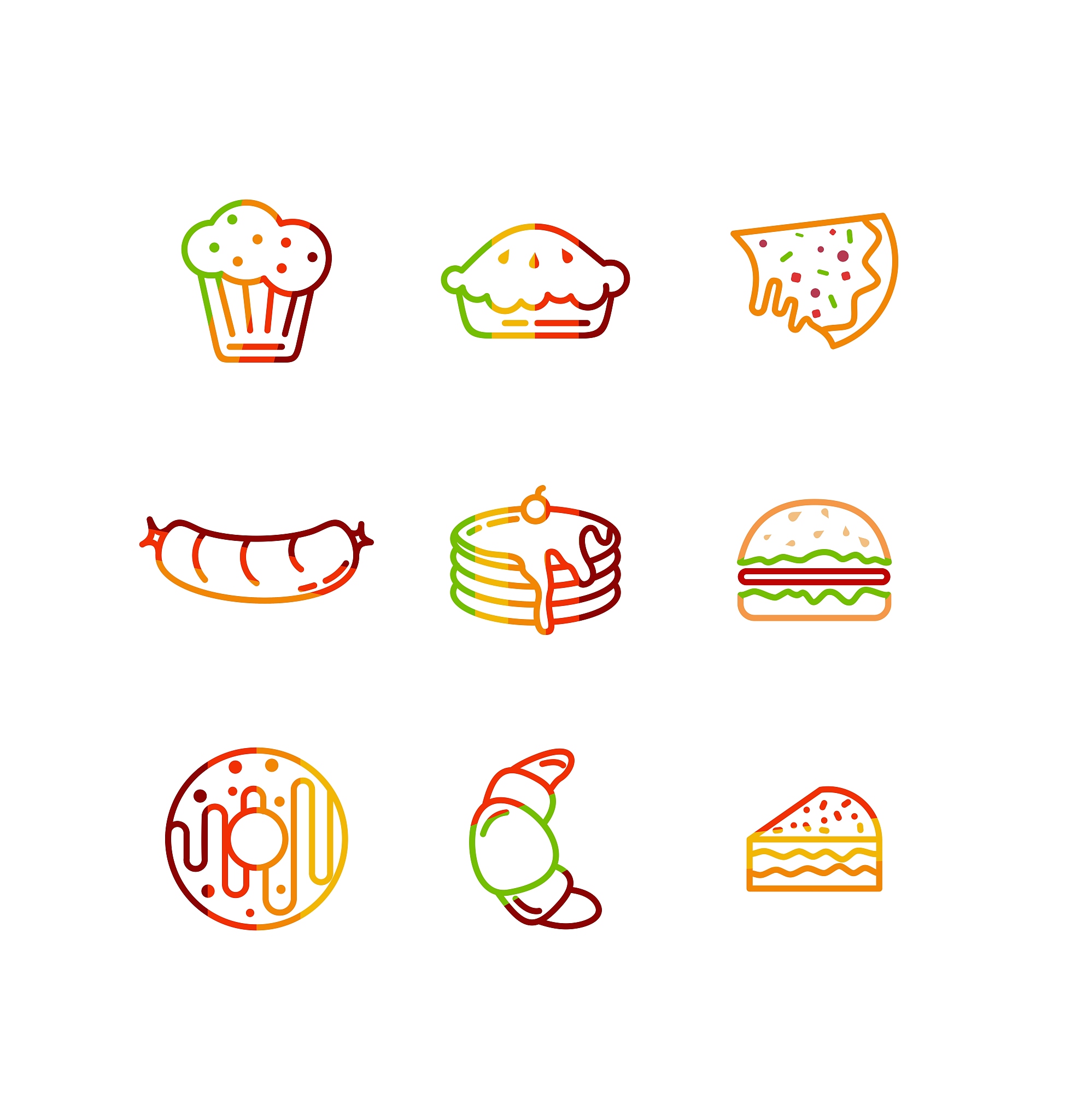 dish and junk food icon design