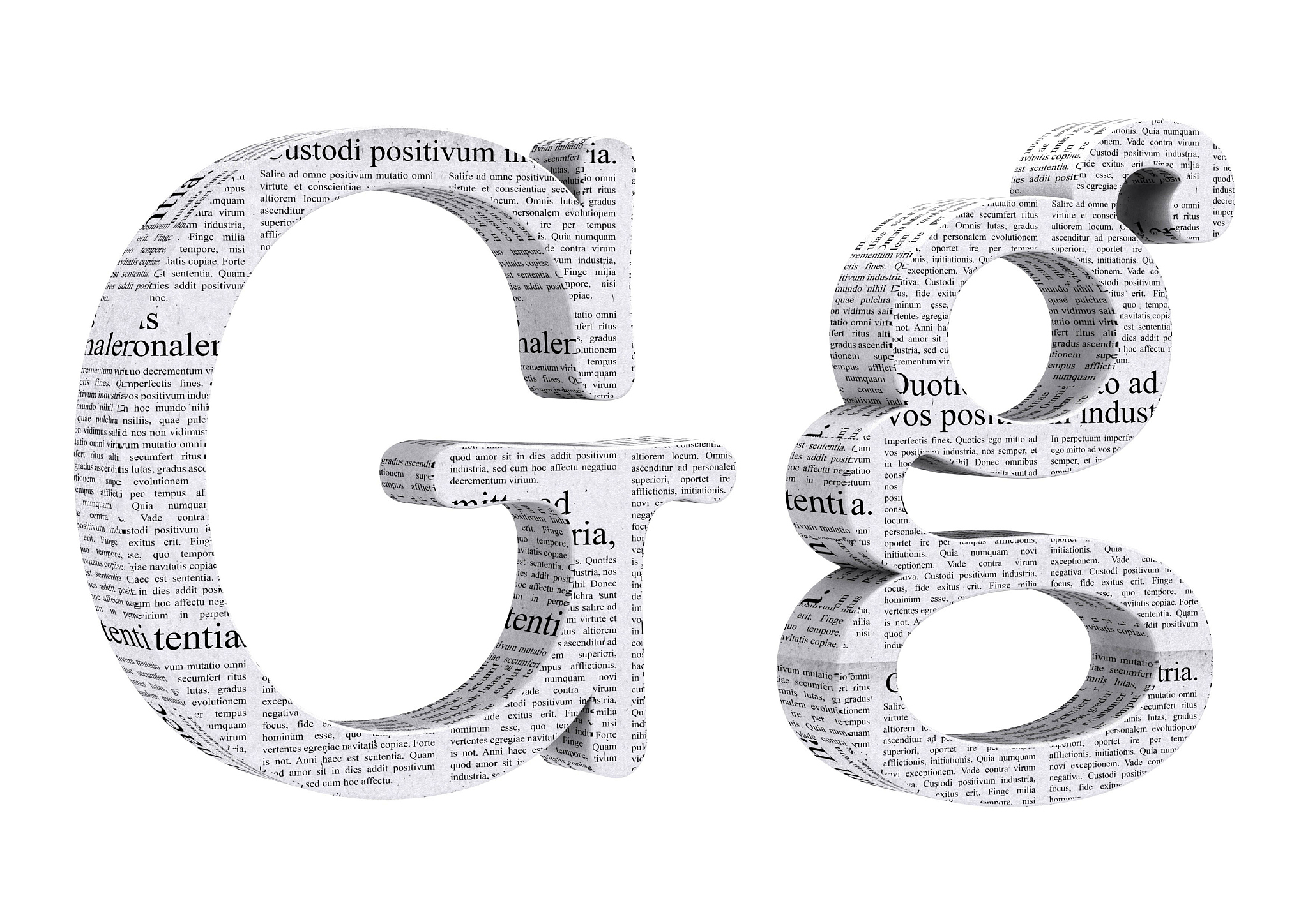 3d rendering newspaper g font 3d illustration