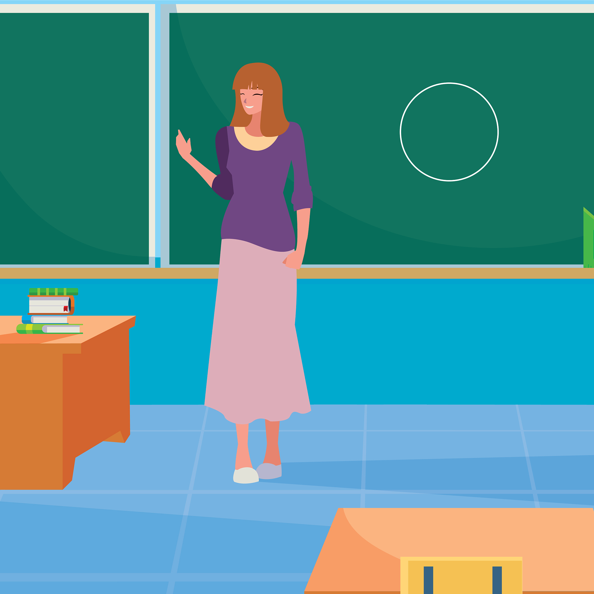 female teacher in classroom character