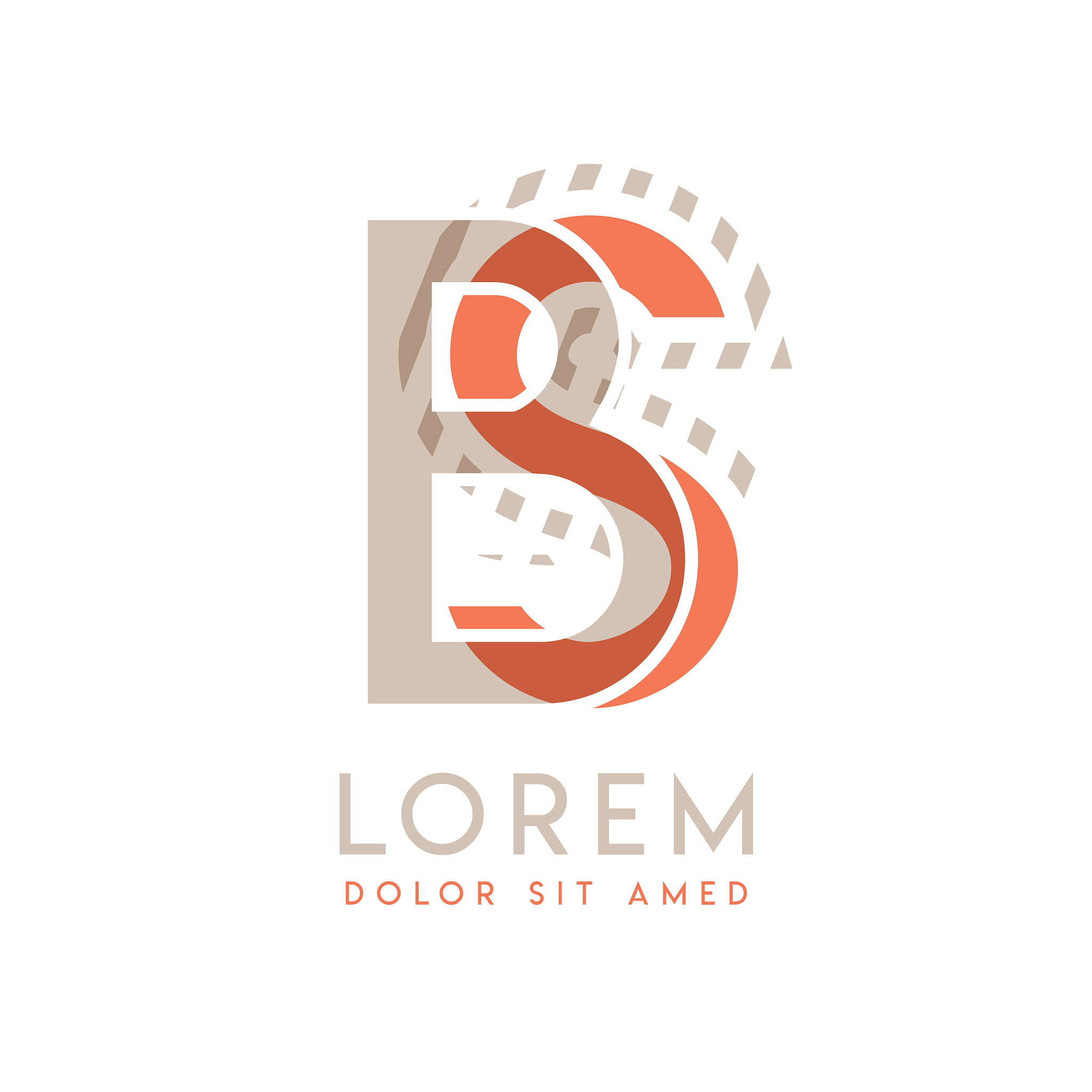 colorful logo design with pink orange and gray
