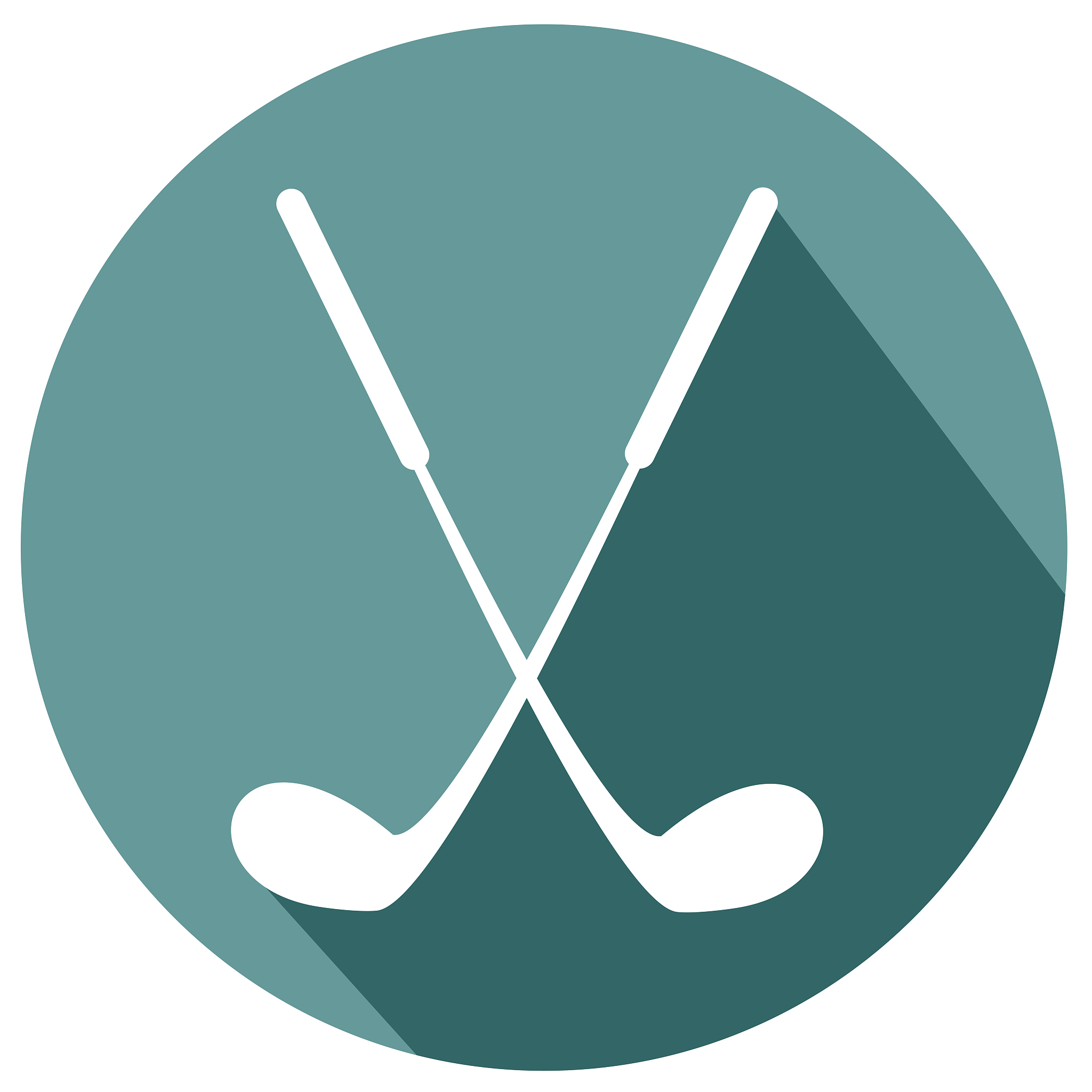 crossed golf clubs flat design icon
