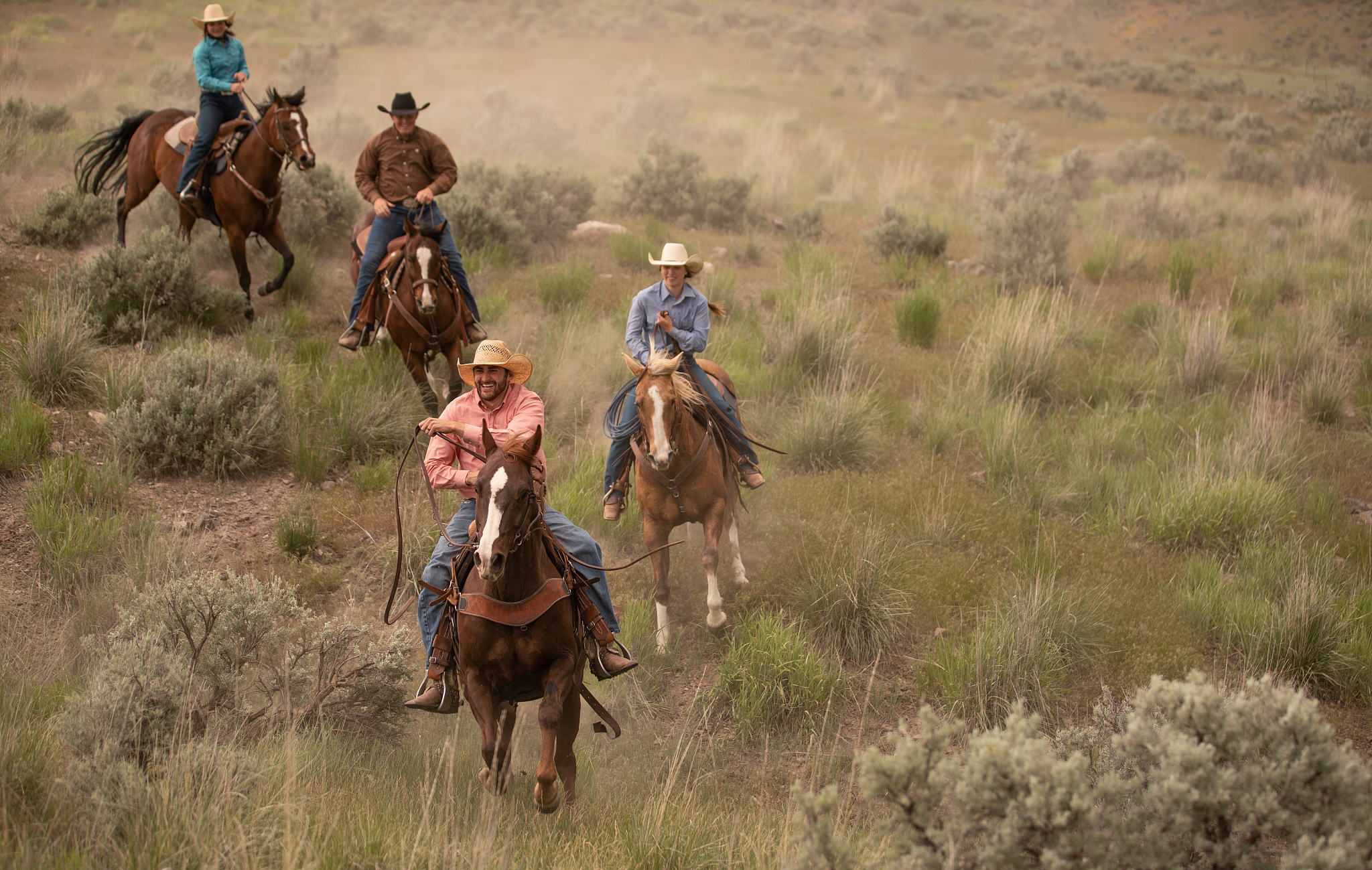 cowboy ranchers on horses in utah, usa