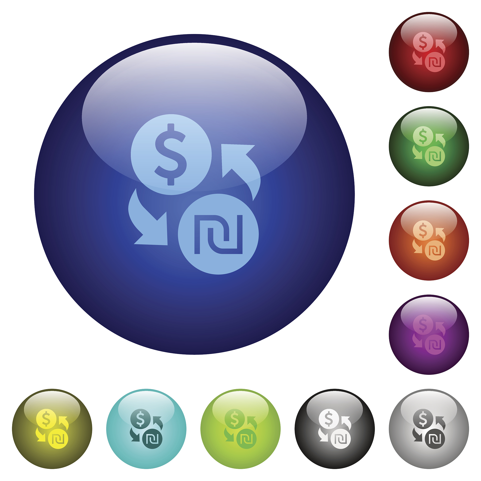 dollar new shekel exchange color glass buttons