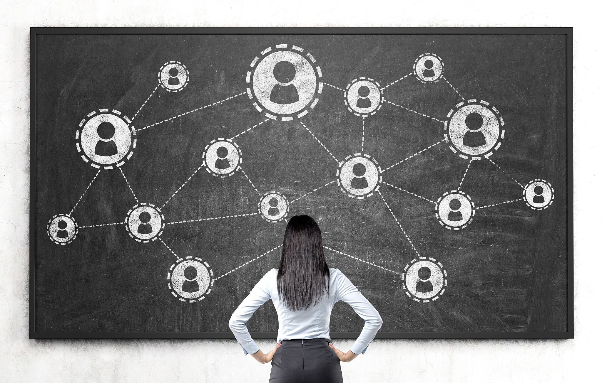 chalkboard with networking system