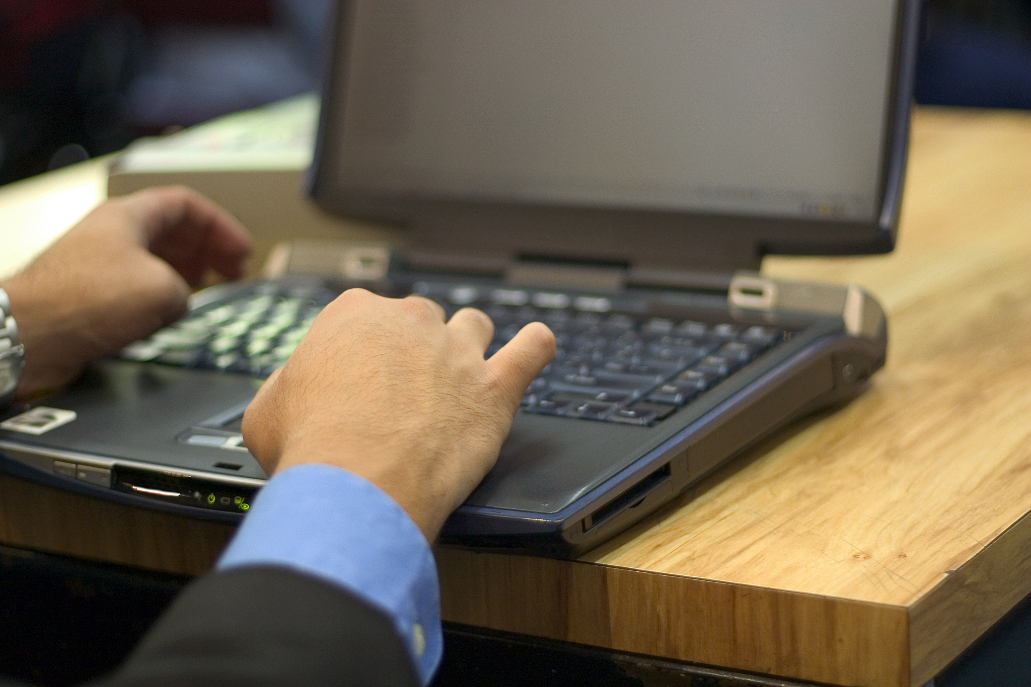 working with laptop
