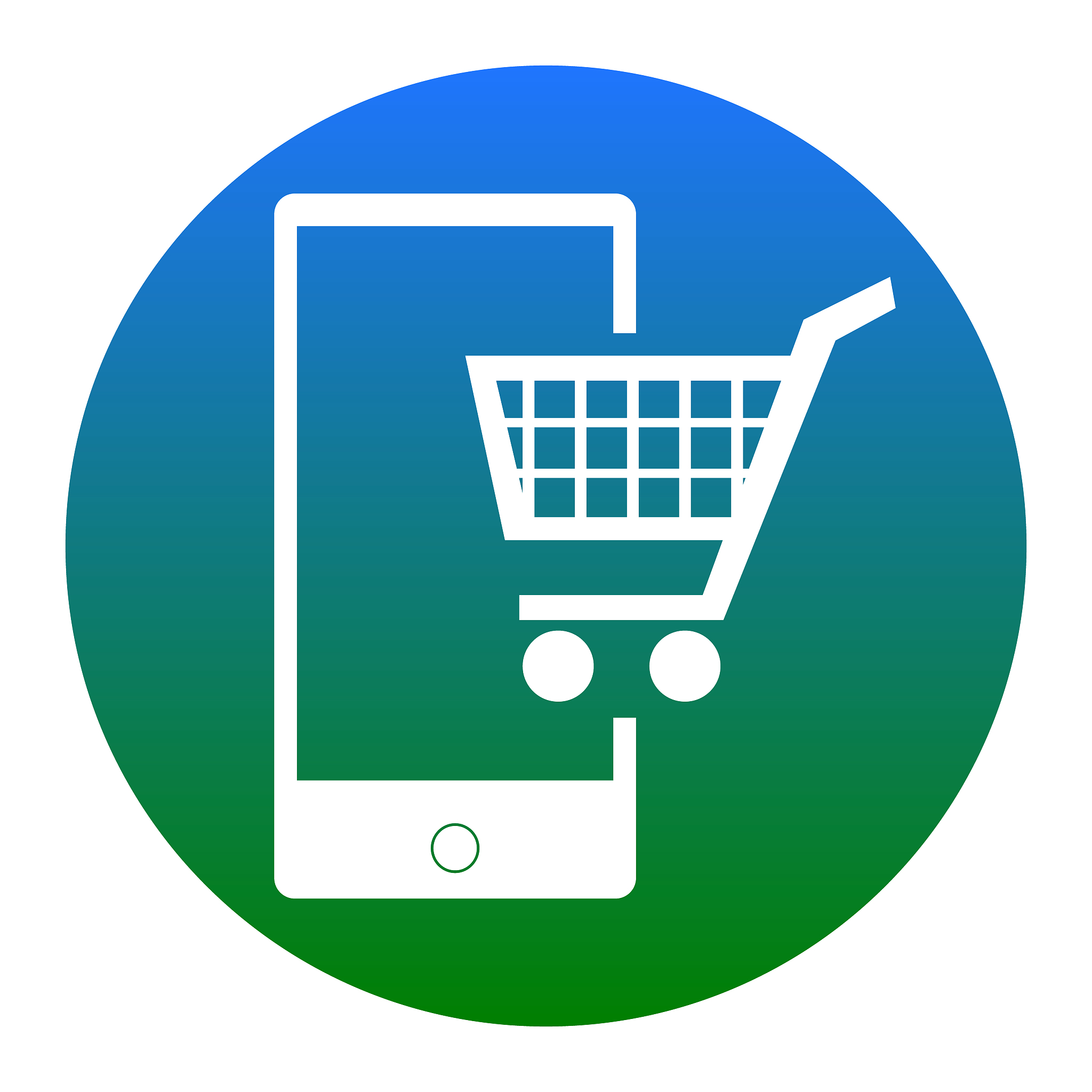 shopping on smart phone sign white icon