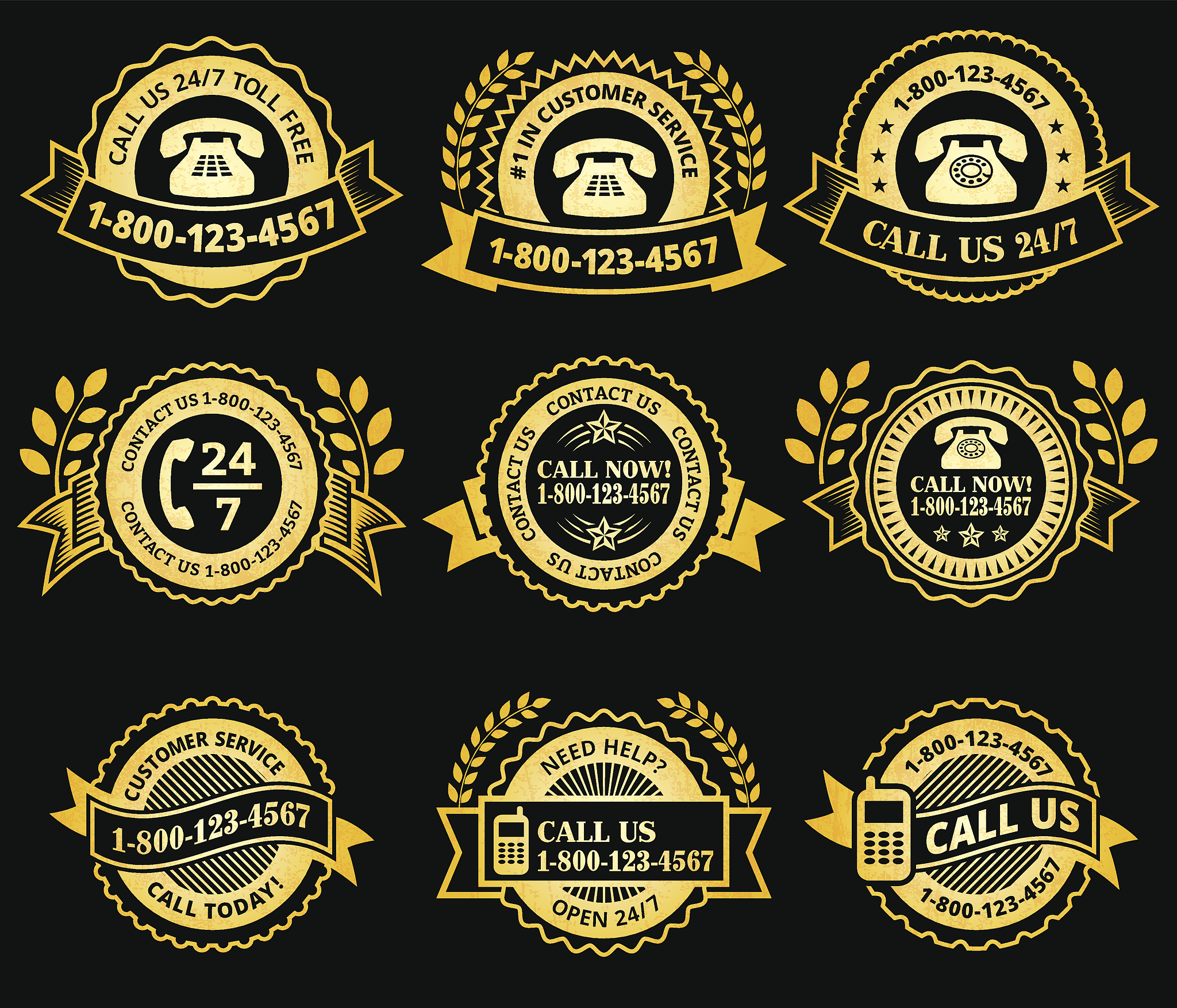 customer service help line royalty free vector icon set