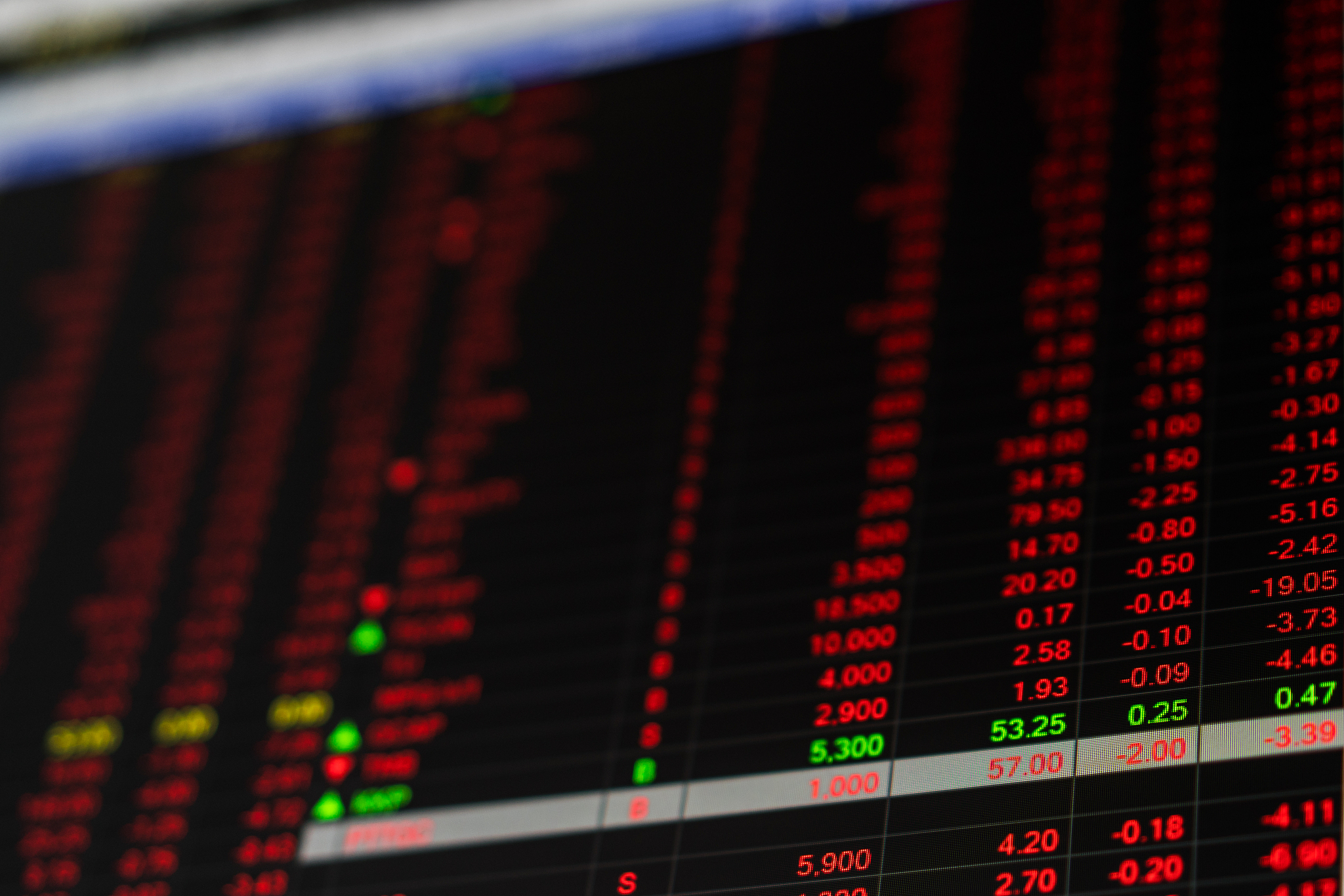 stock market price ticker board in bear market day