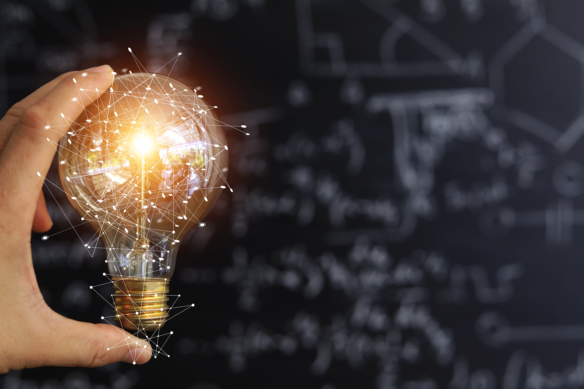 light bulbs concept,ideas of new ideas with innovative technolog