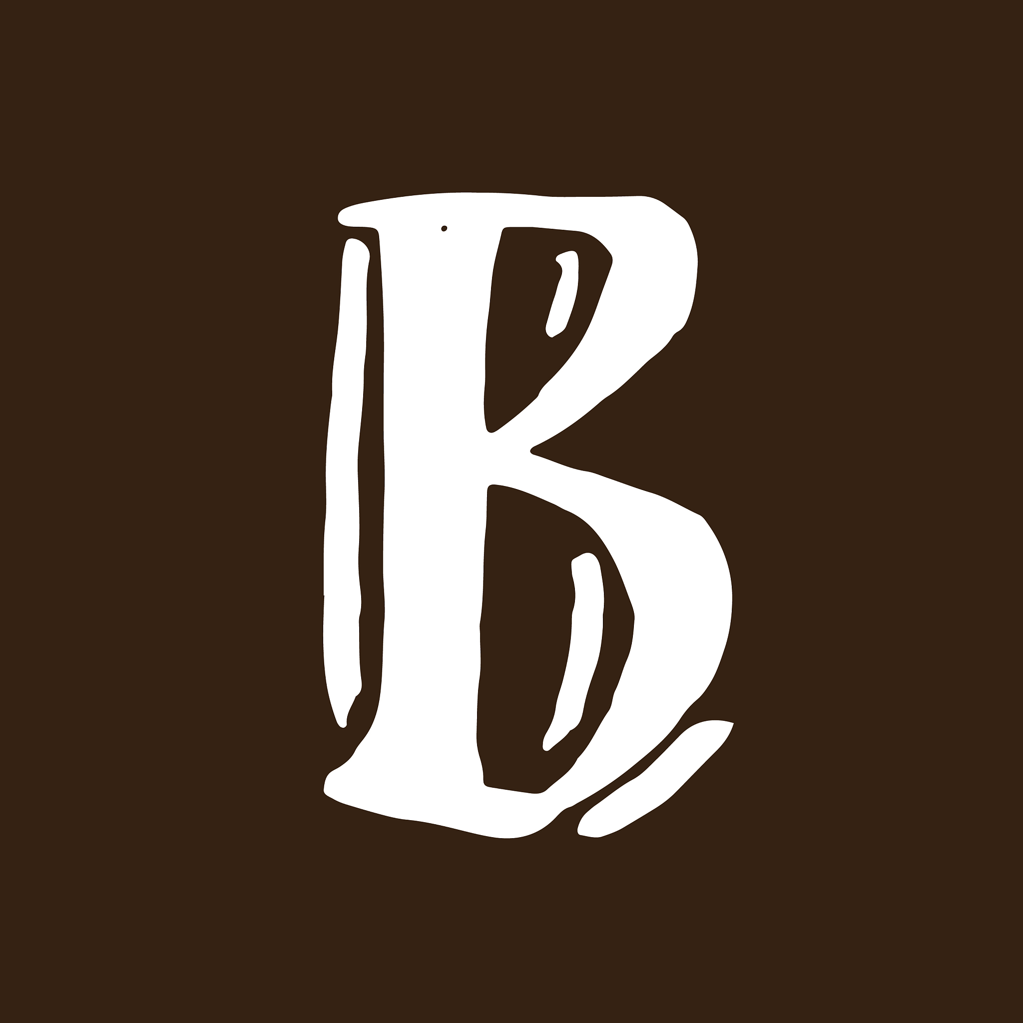 l<strong>e</strong>tter b handwritten by dry brush rough strokes