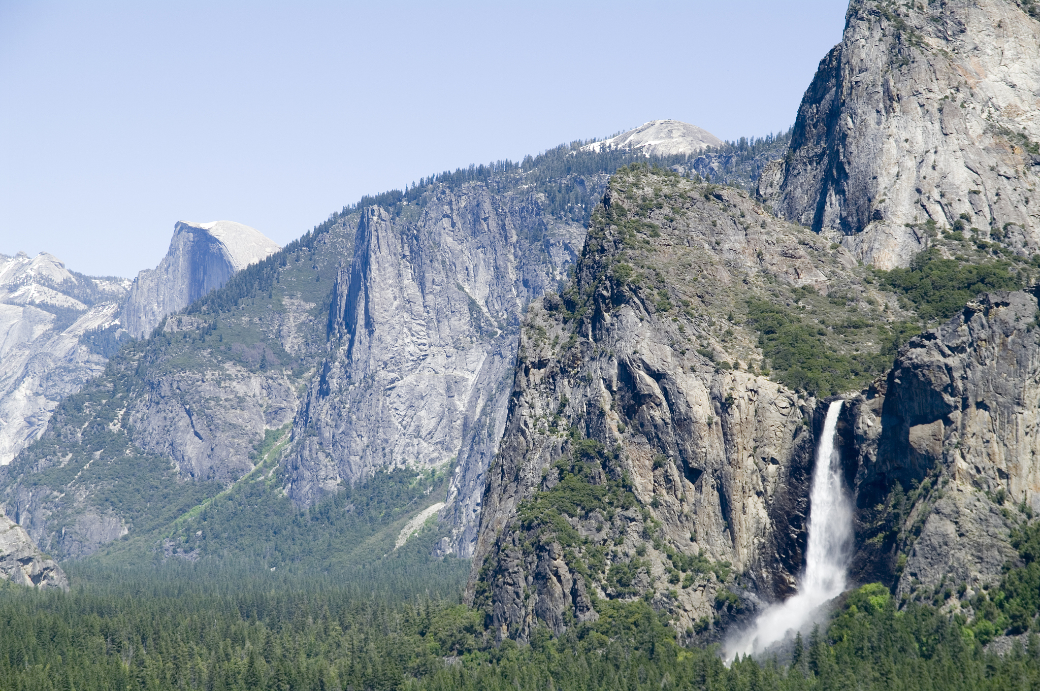yosemite national park: waterfall and valley