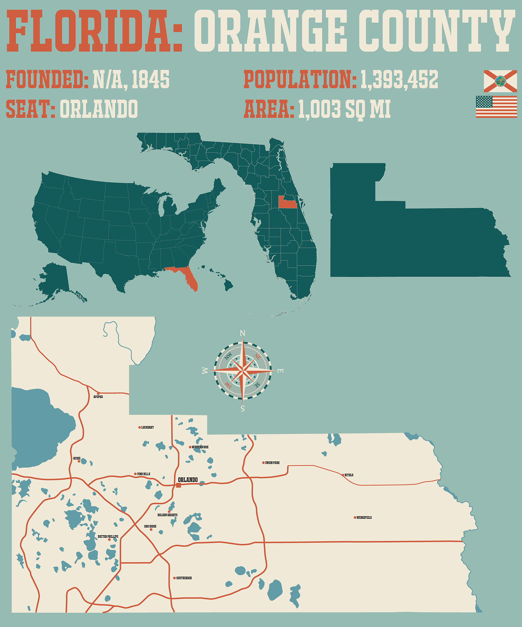 map of orange county in florida