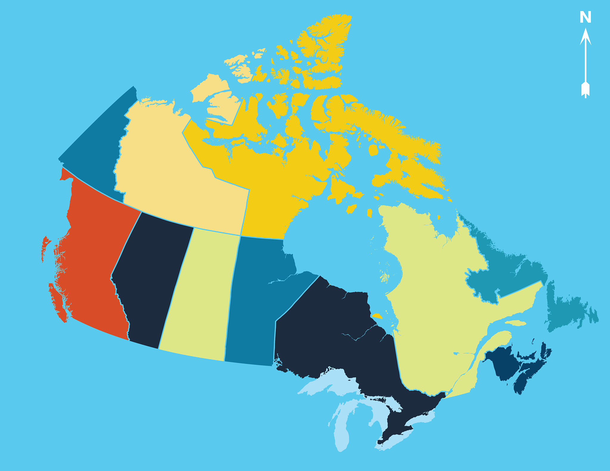 colourful map of canada