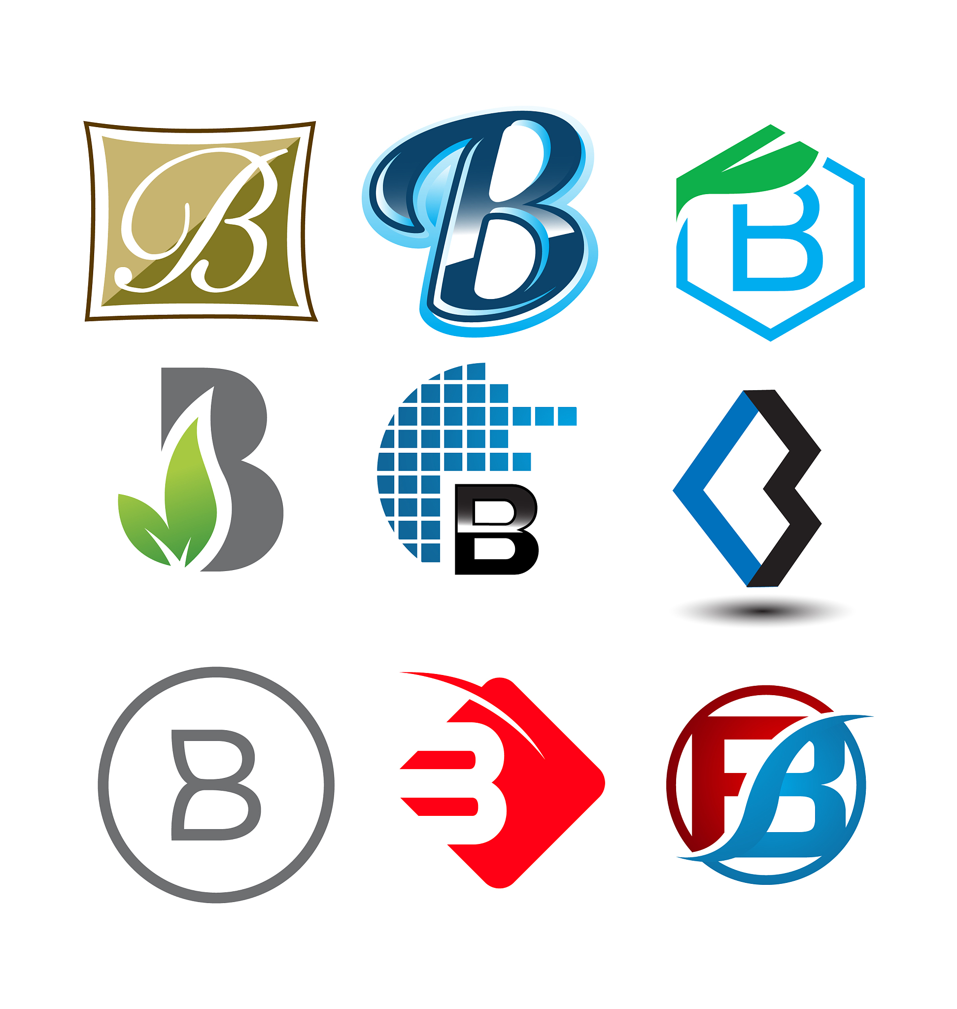 initial letter b logo pack