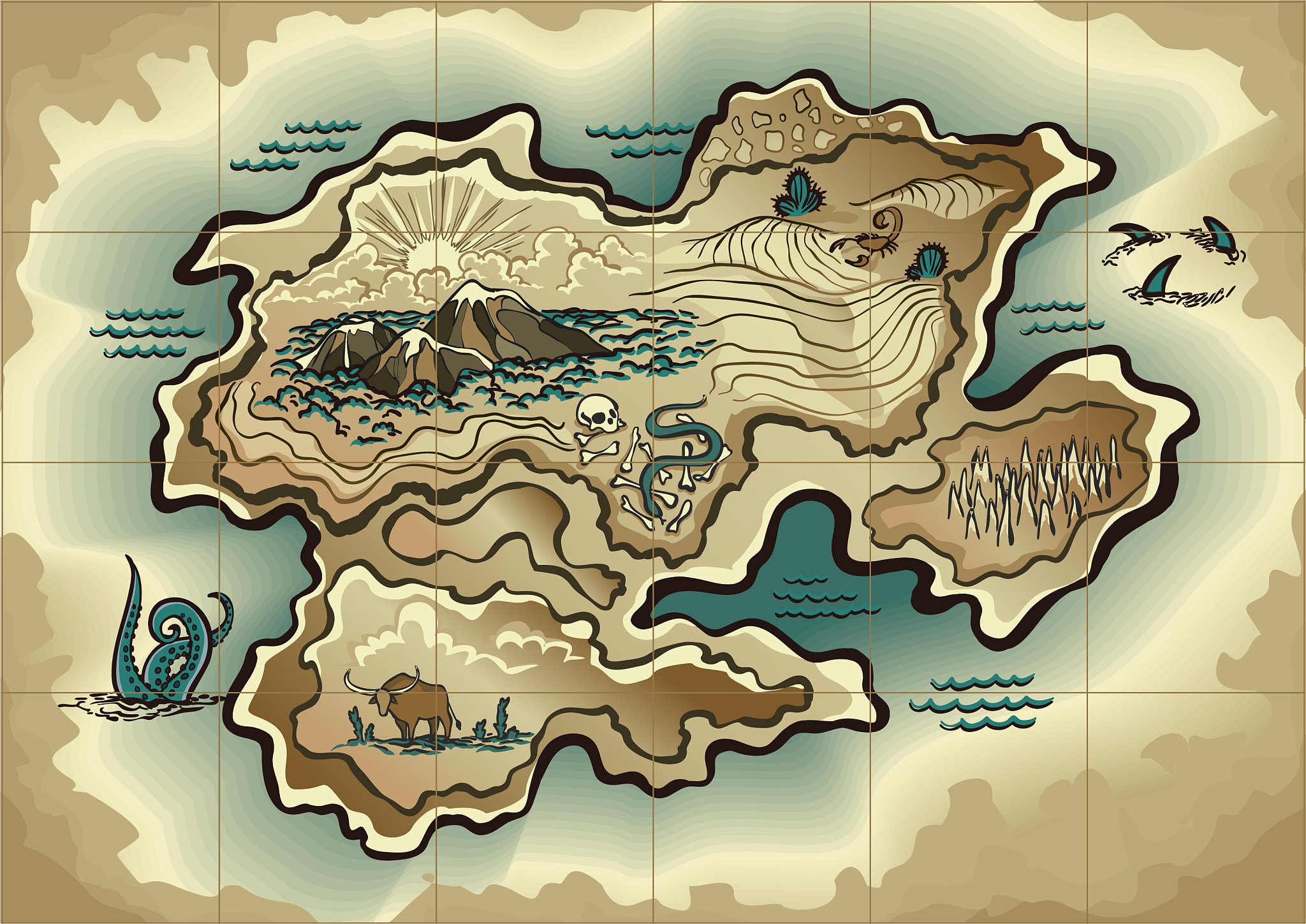 cartoon island map template for next level game