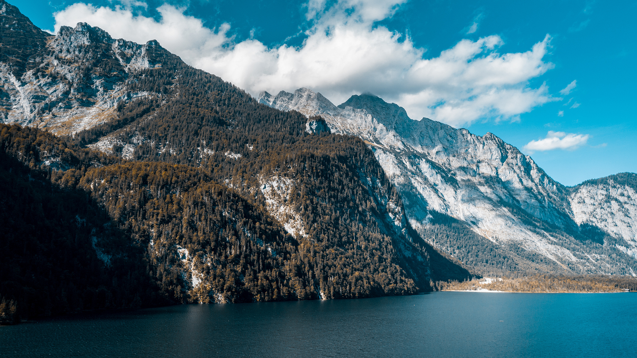 drone view of knigssee, bavaria