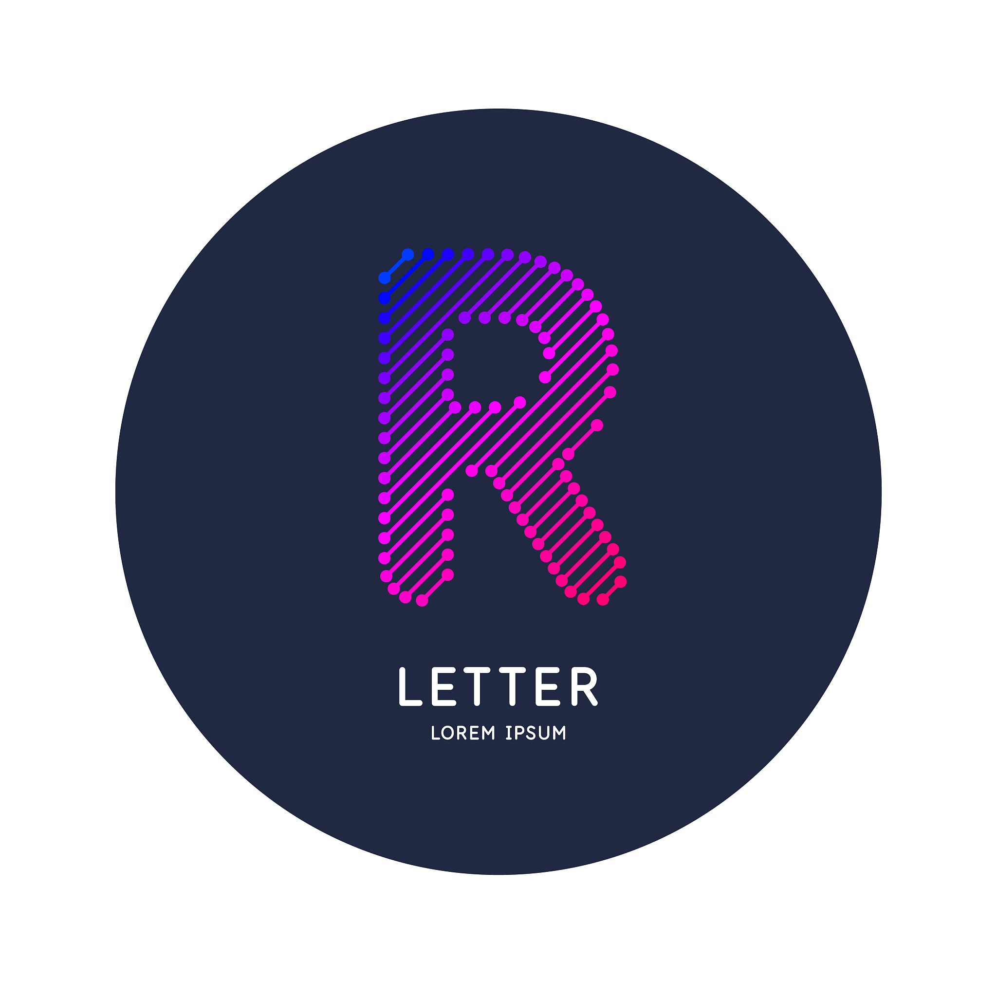the letter r of the latin alphabet. display character in a brigh