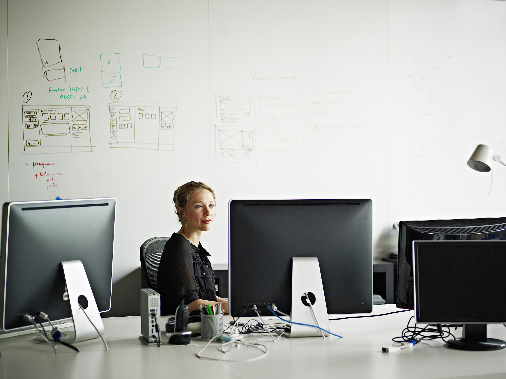 businesswoman working on computer in office