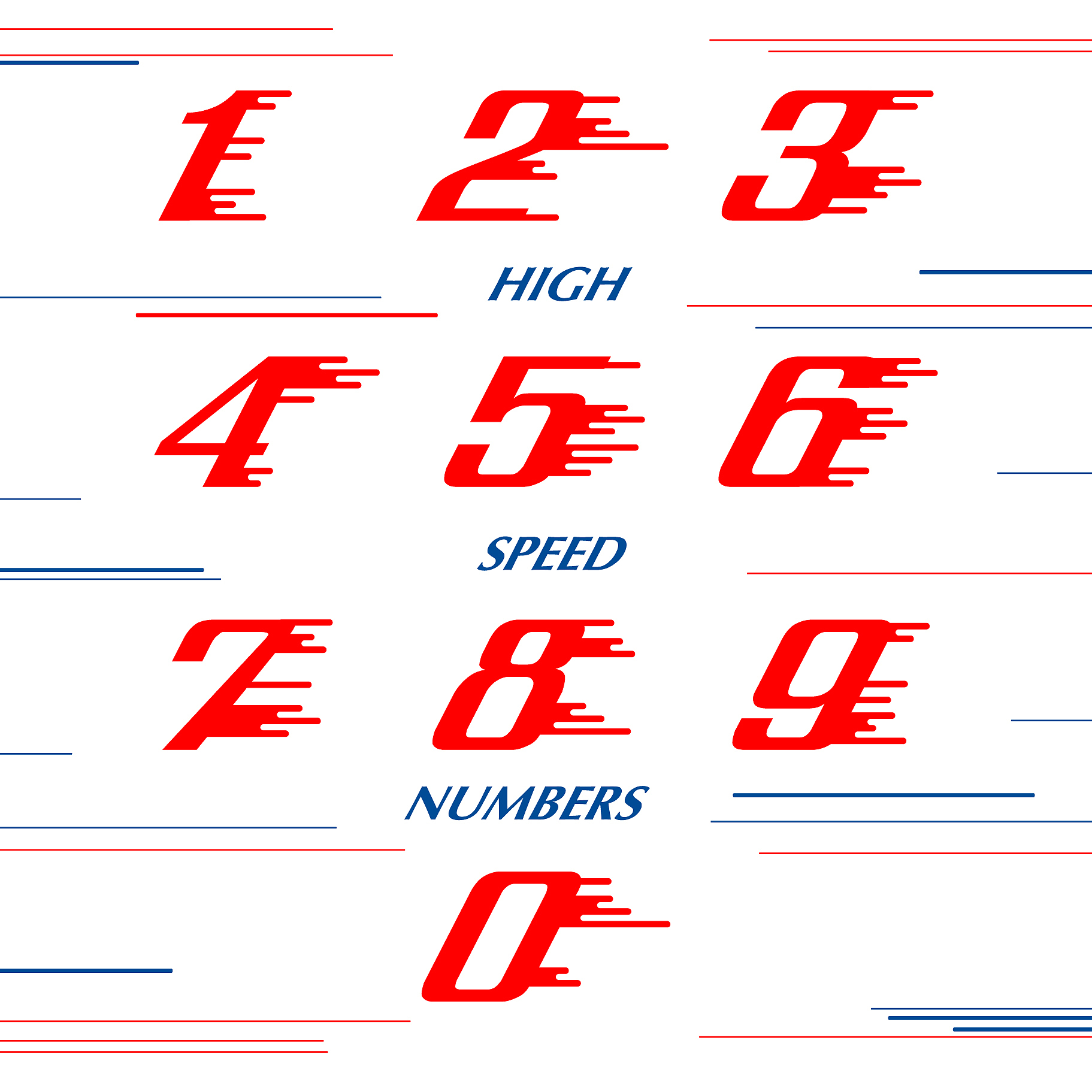 speed sport numbers set logo design template