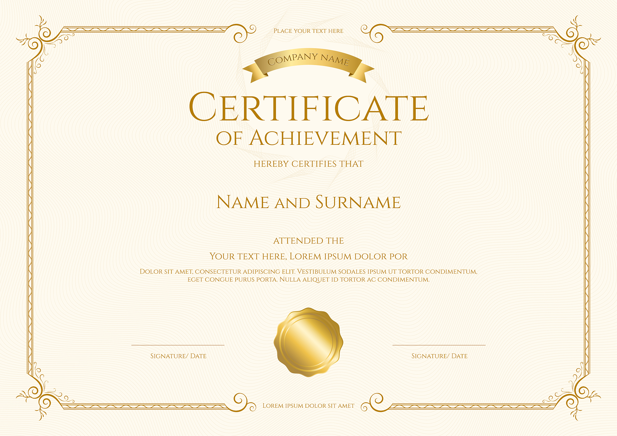 luxury certificate template with elegant border frame, diploma d