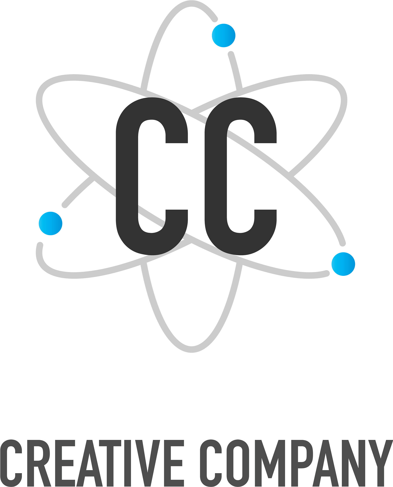 initial letter cc atom neutron design logo