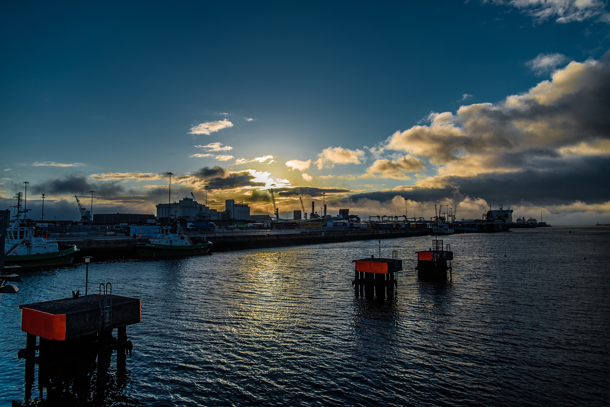 high angle view of river against sky at sunset
