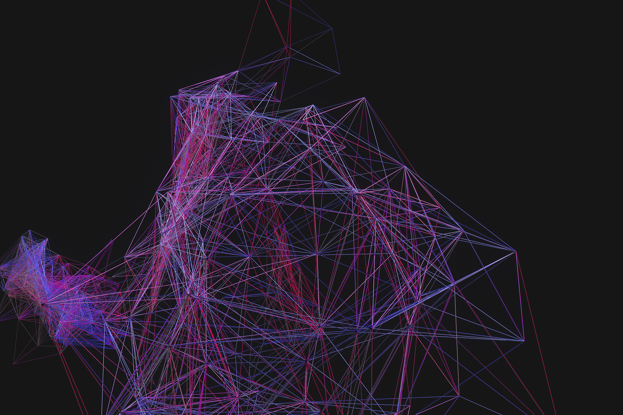 technological structure lines with black background, 3d renderin