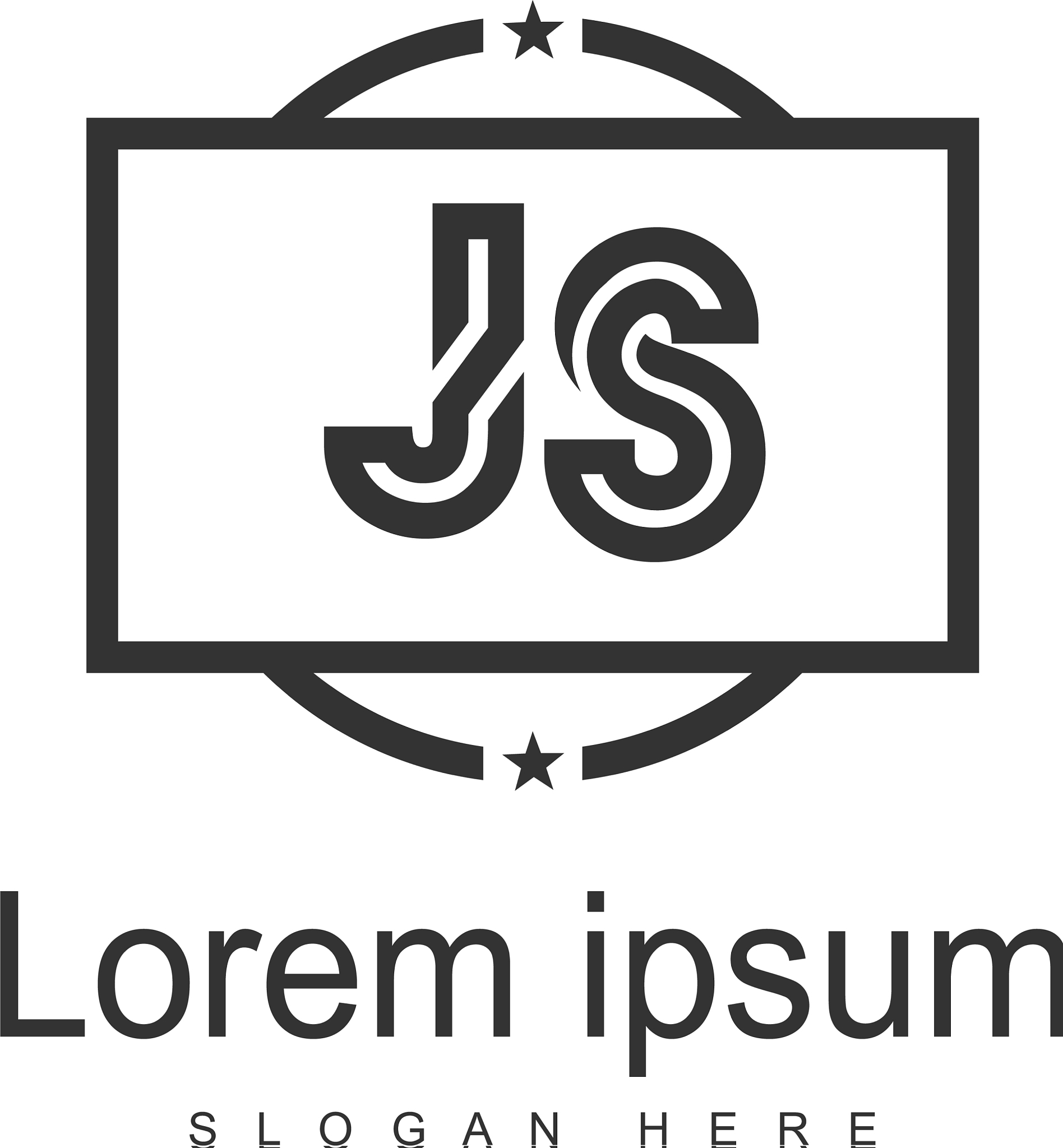 initial js logo template with modern frame