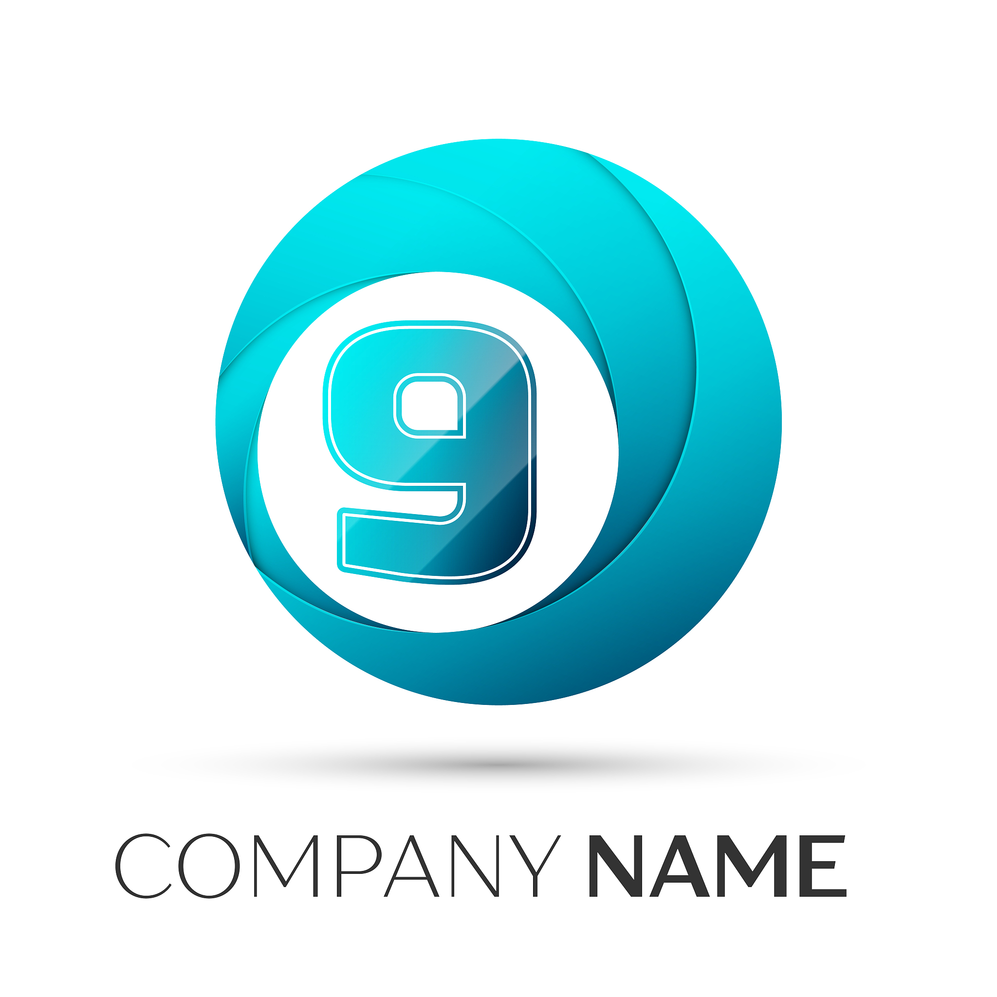 number nine logo symbol in the colorful circle on