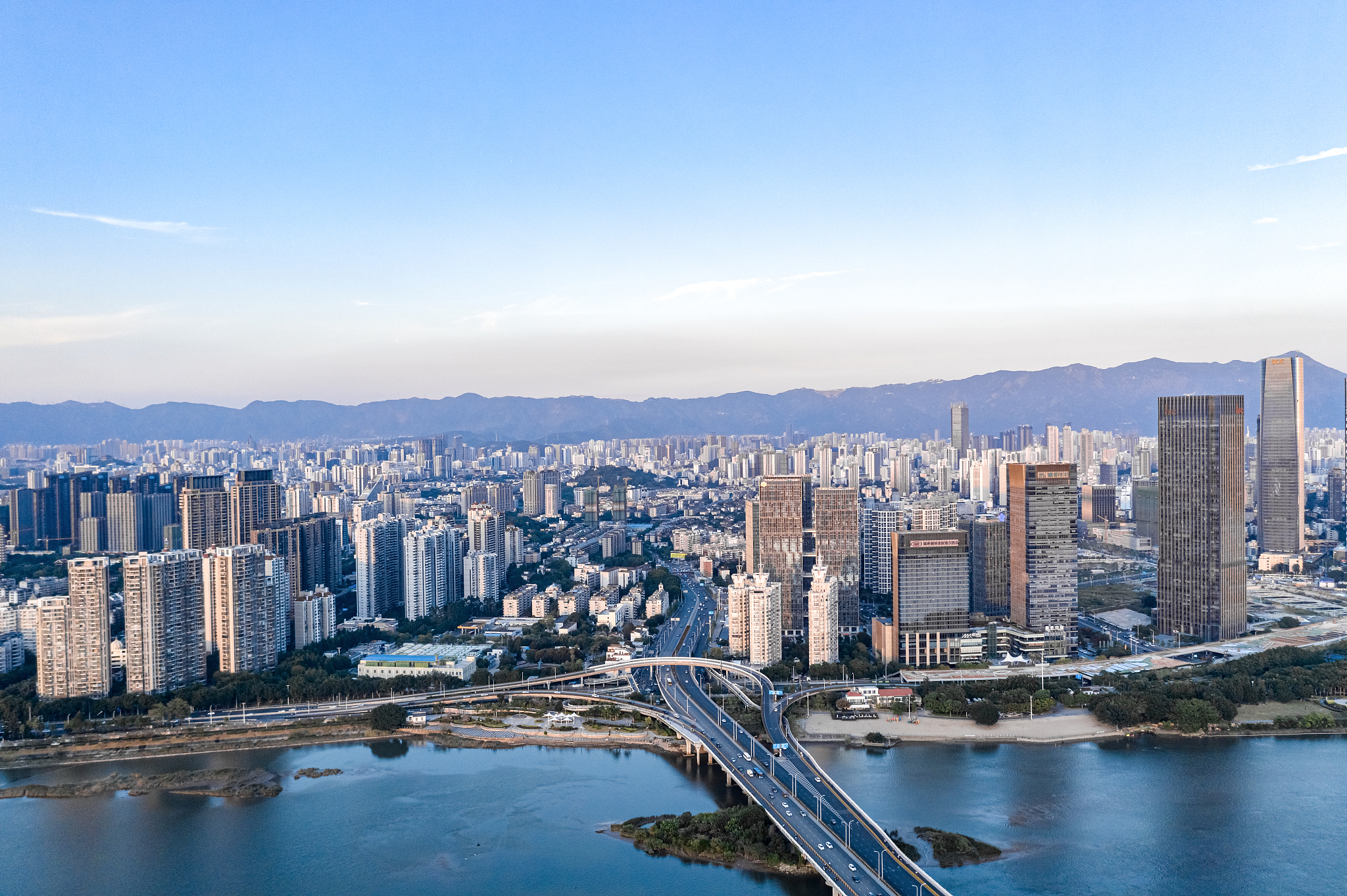 航拍中国福州城市风光