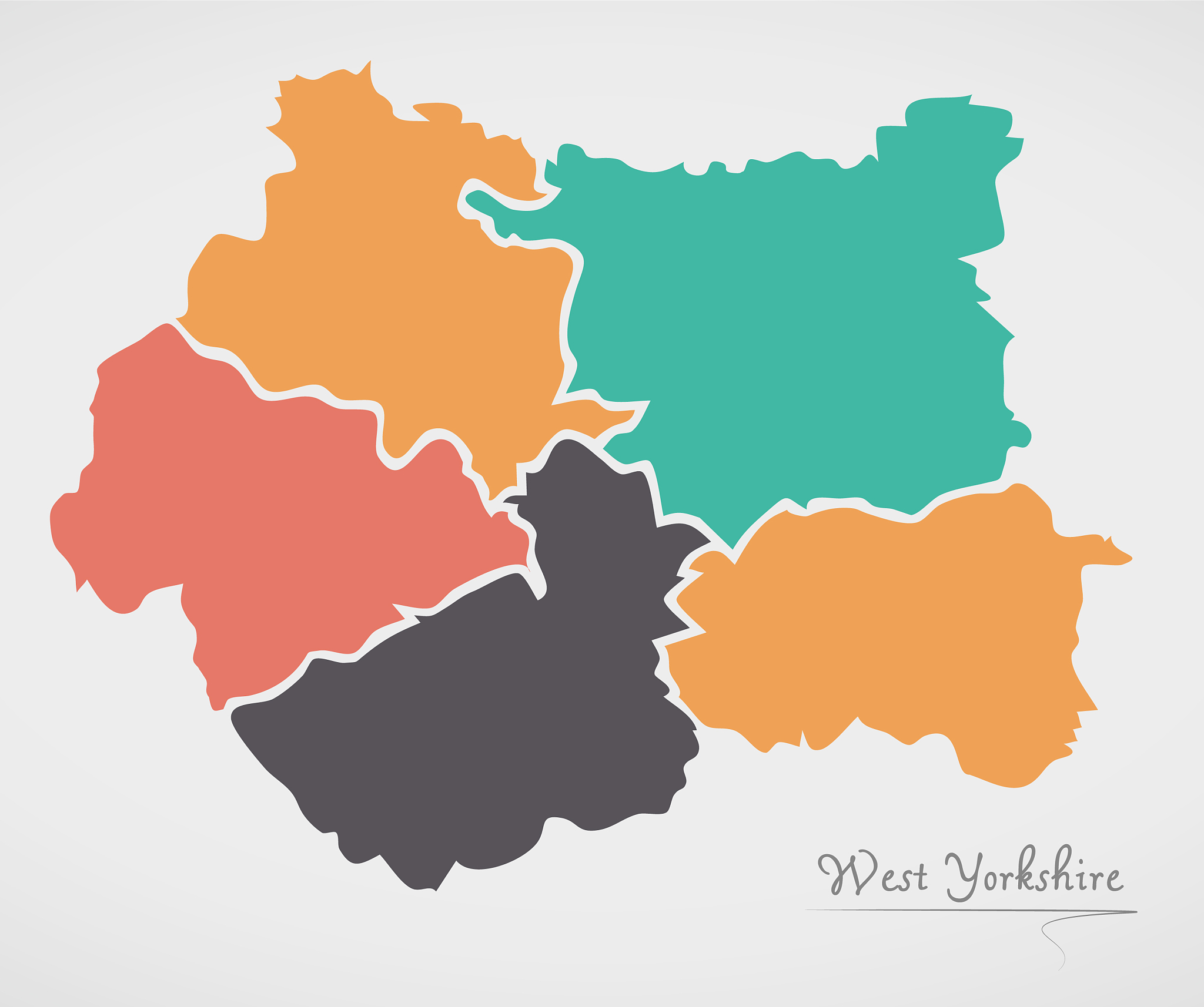 west yorkshire england map with states and modern