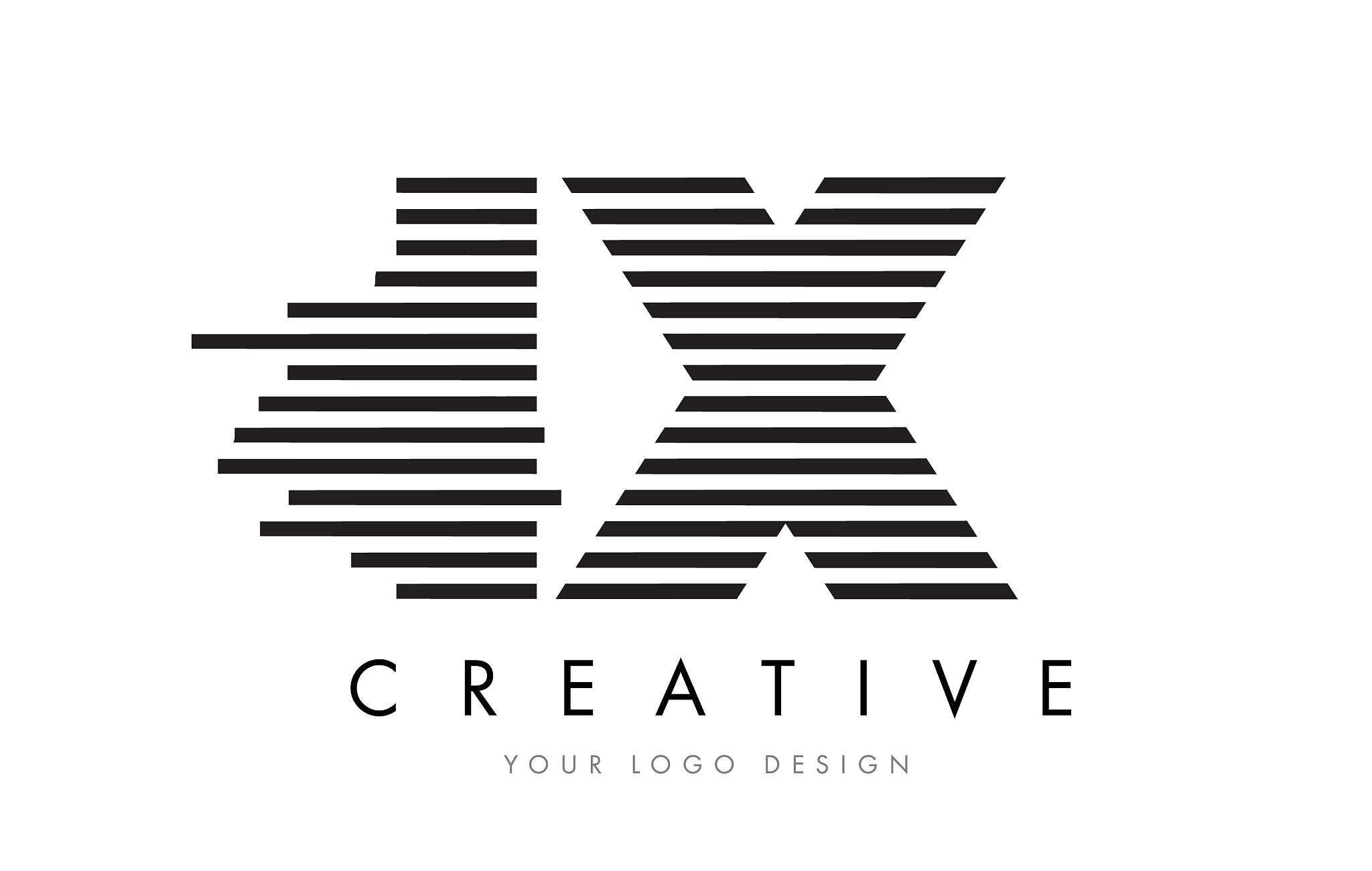 ix i x zebra letter logo design with black and