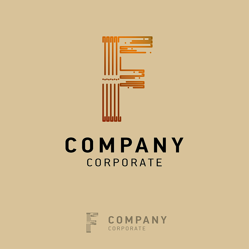 f company logo design with visiting card vector