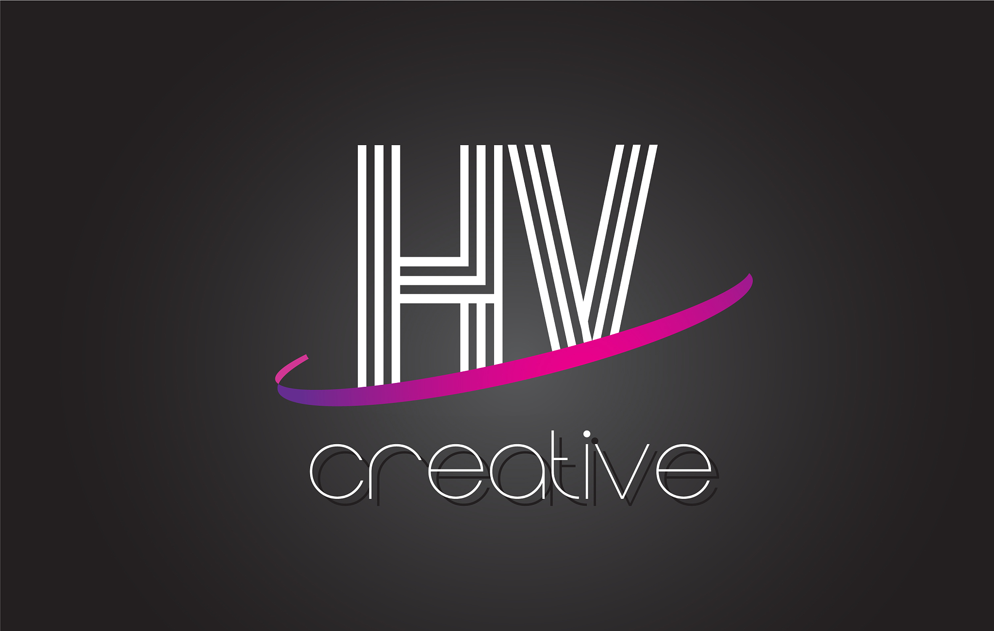 hv h v letter logo with lines design and purple