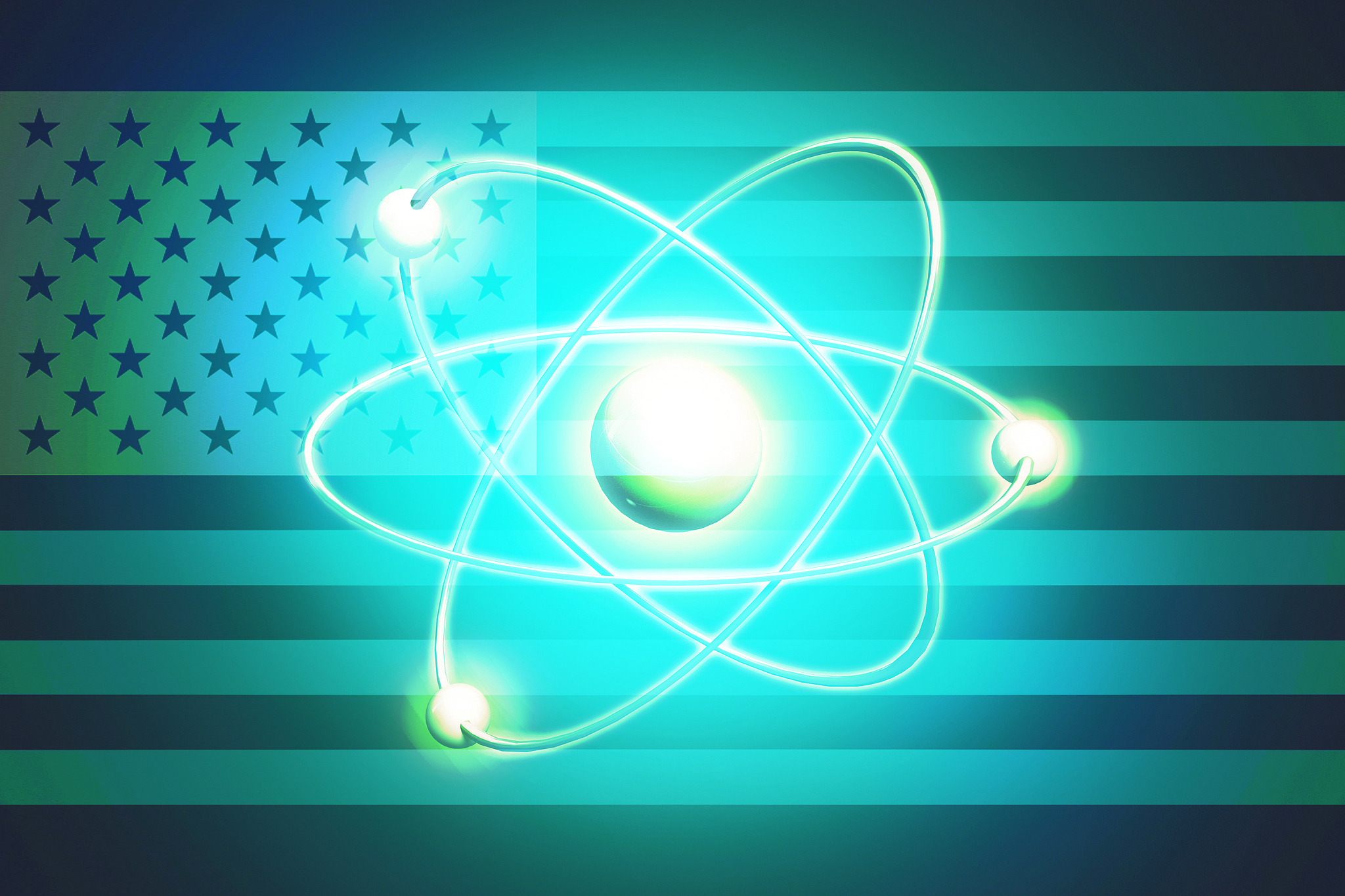 american nuclear bomb, nuclear test. atom nuclear model on unite