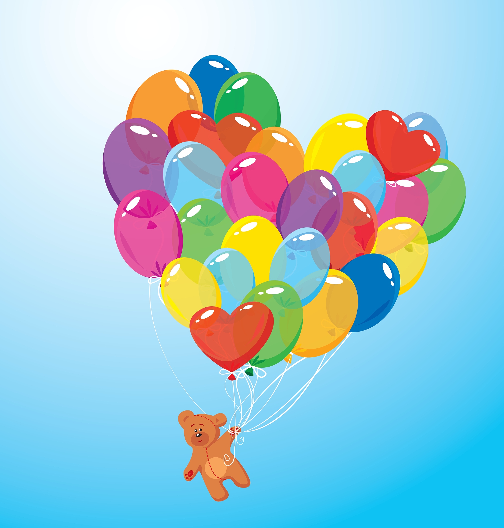 image with colorful balloons in heart shape and te