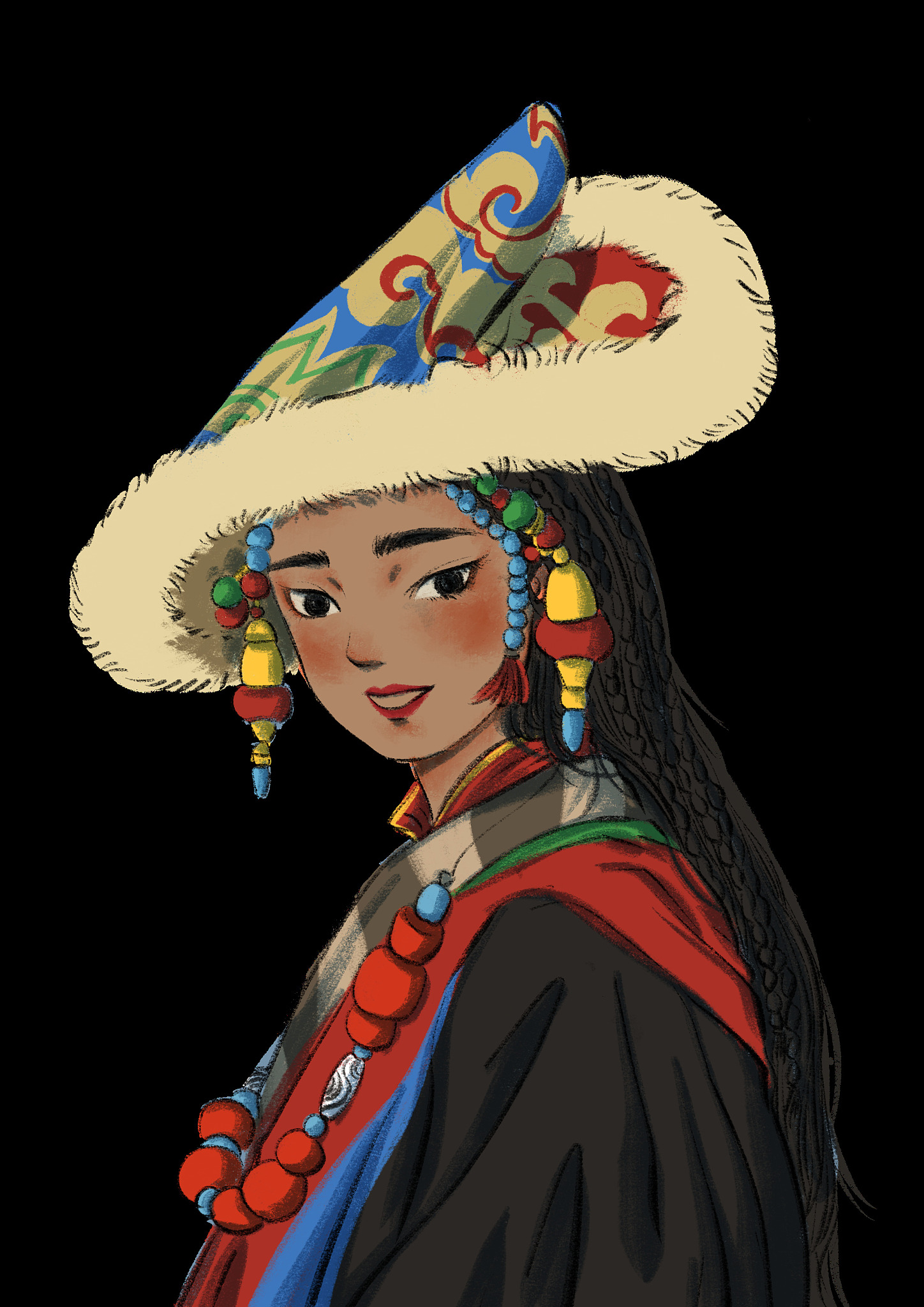 请对藏族服饰上衣进行一段描述要求专业词句幽默