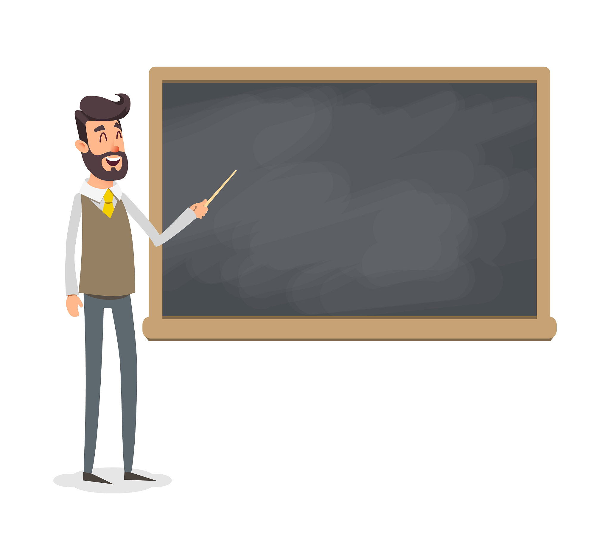 the teacher in the classroom near the blackboard